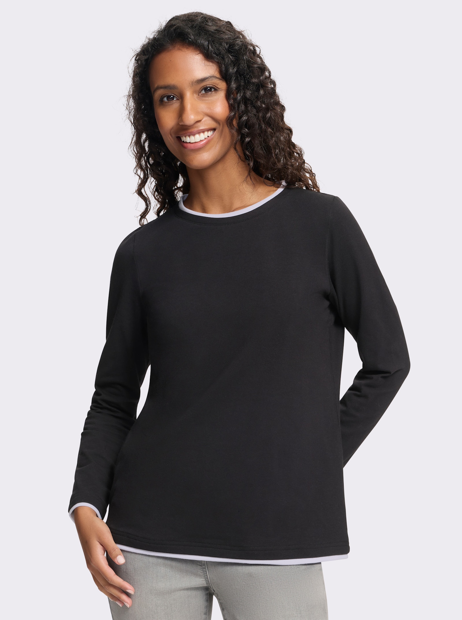heine Rundhalsshirt in 2-in-1-Optik - schwarz-weiß