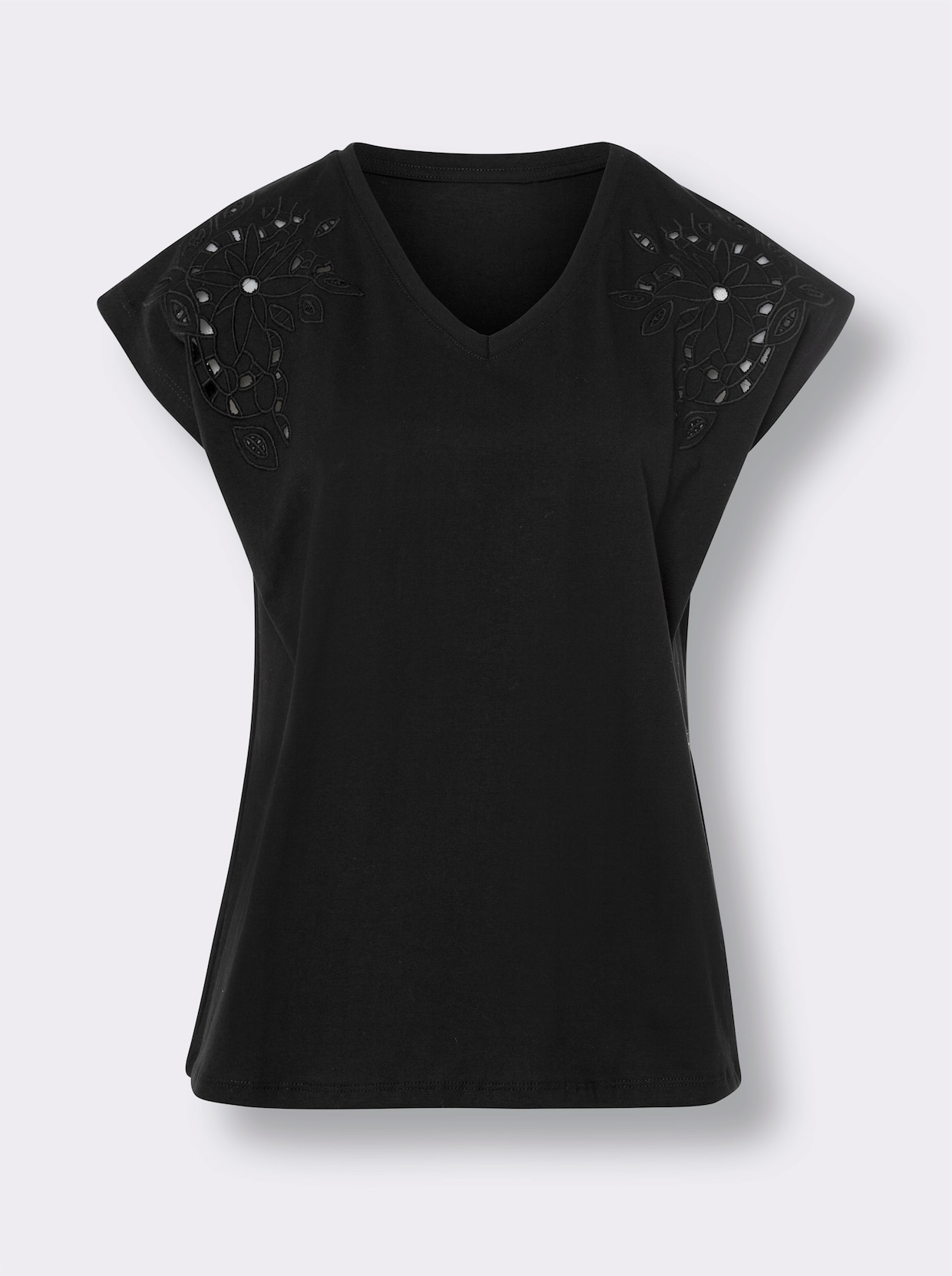 heine Shirt met V-hals - zwart