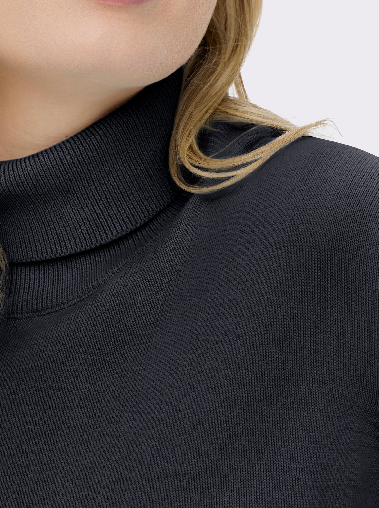 Rollkragenpullover aus reiner Baumwolle - marine
