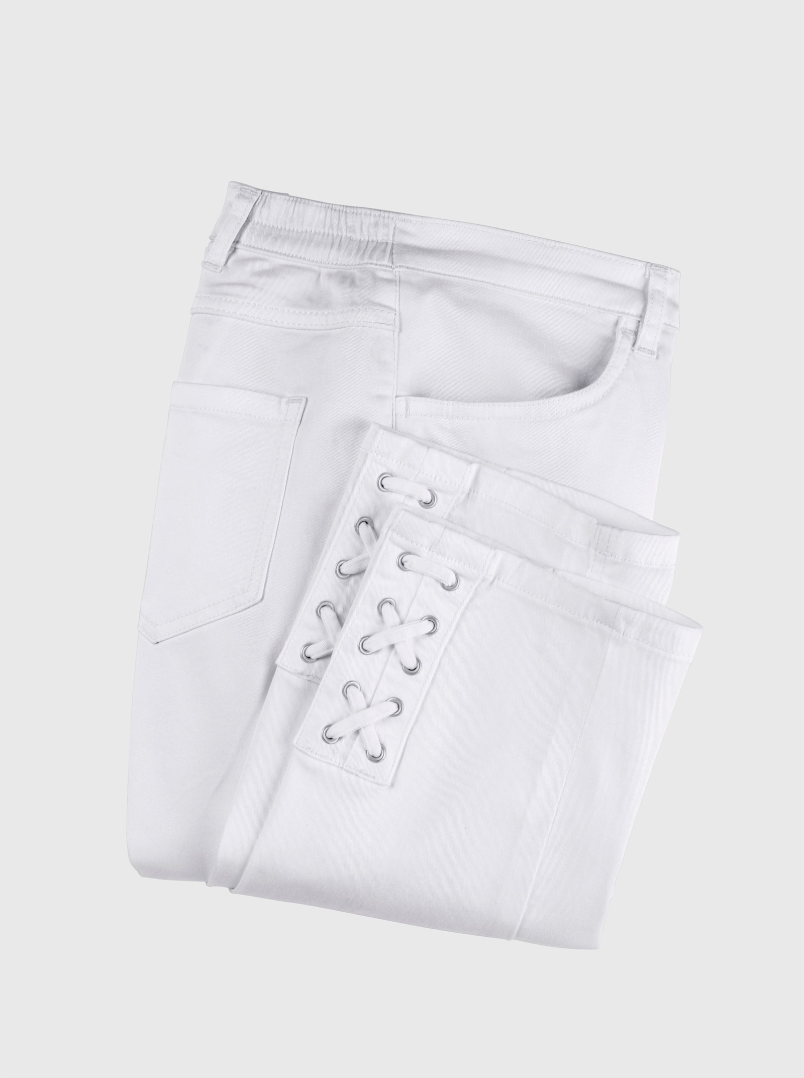 3/4-Jeans mit Zier-Schnürungen - weiß