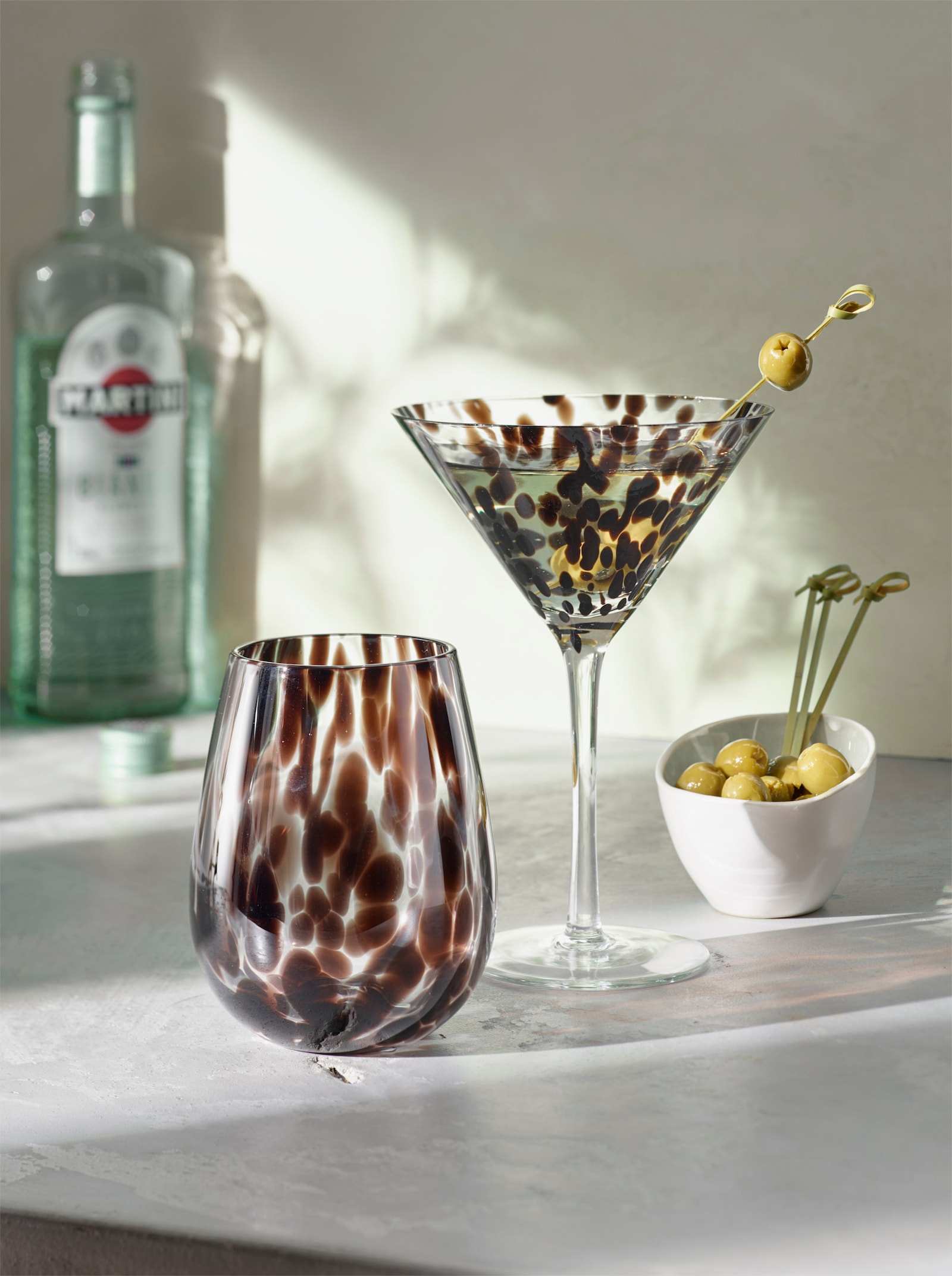 Impressionen Gläser-Set - braun-gemustert