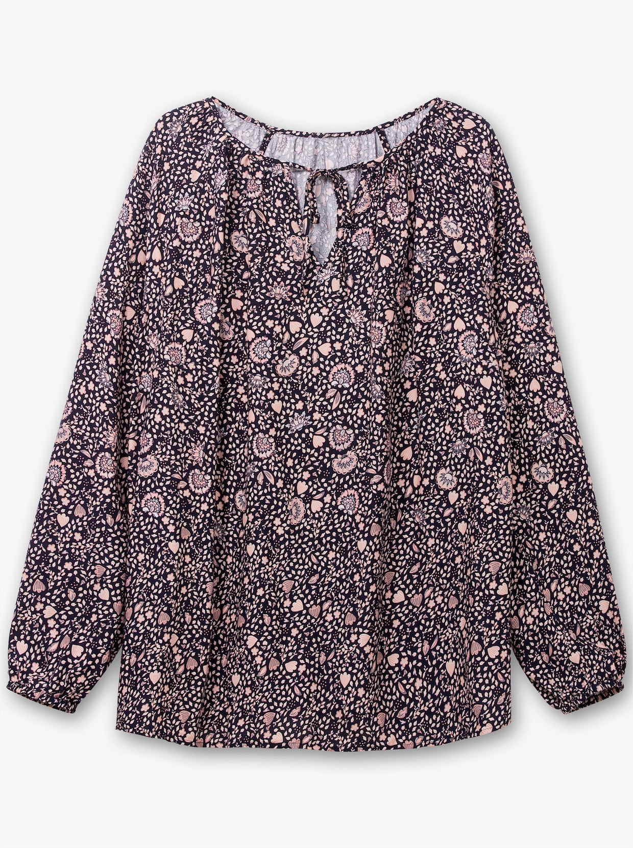 Tunika im floralen Verlaufsmuster - marine-rosenholz-bedruckt