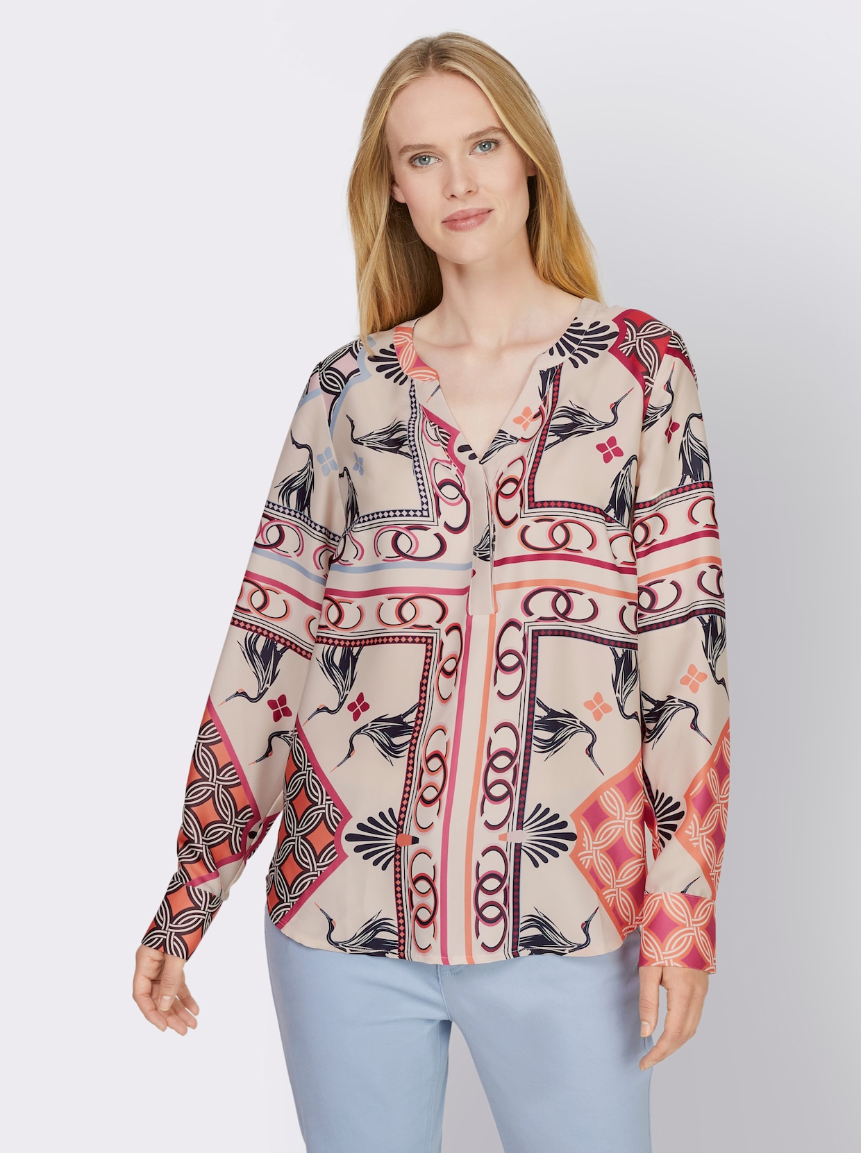 heine Blouse met lange mouwen - ivoor/langoustine bedrukt