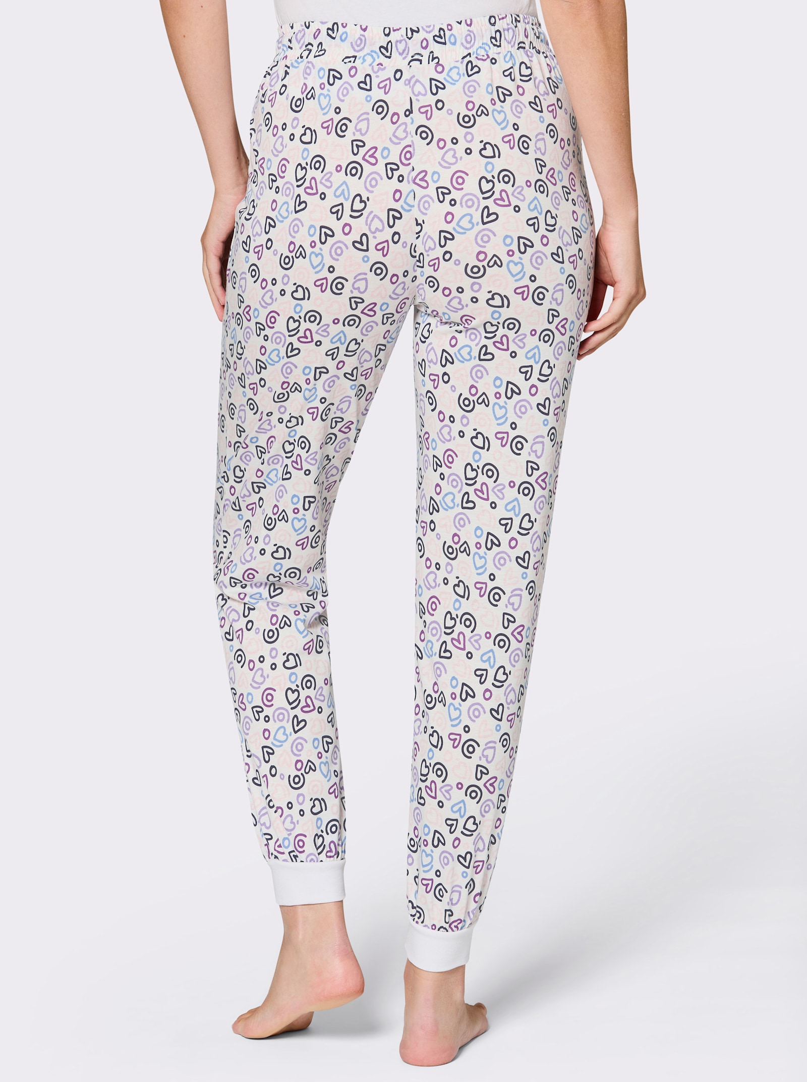 wäschepur Schlafanzughose mit Bündchen - ecru-himmelblau-bedruckt