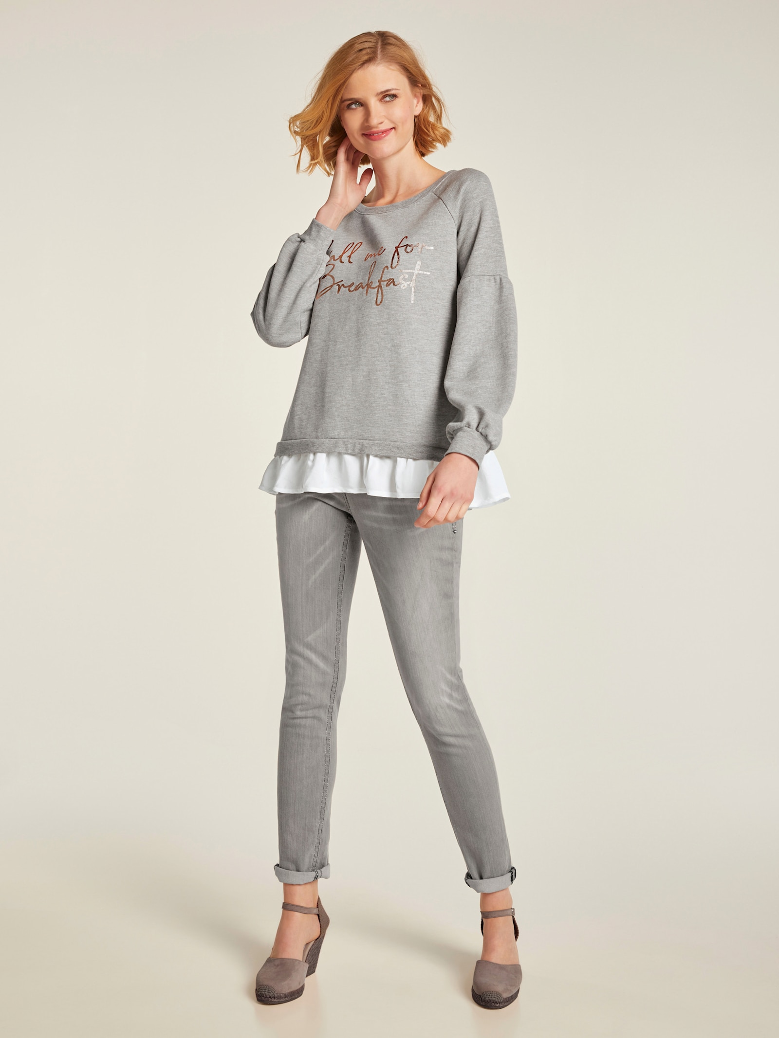heine Skinny jeans met borduursel - grey denim