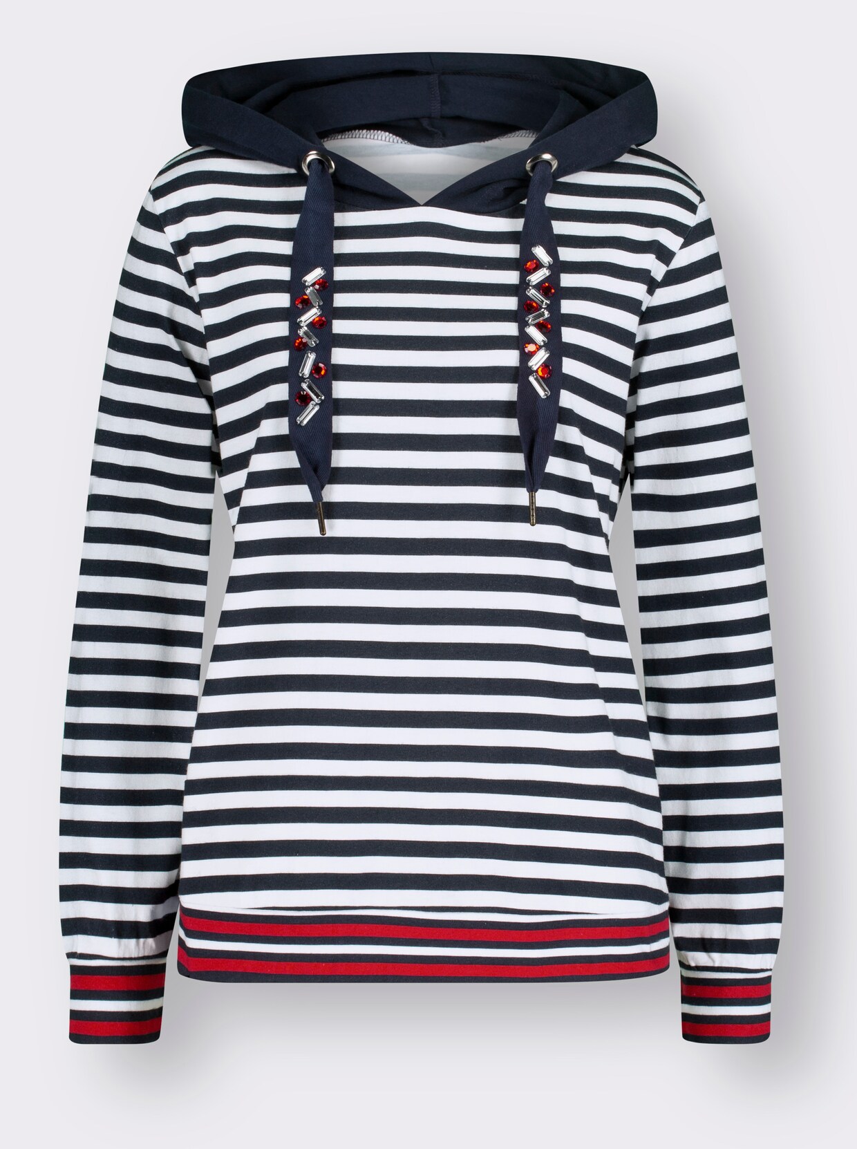 Sweatshirt met capuchon - nachtblauw gestreept