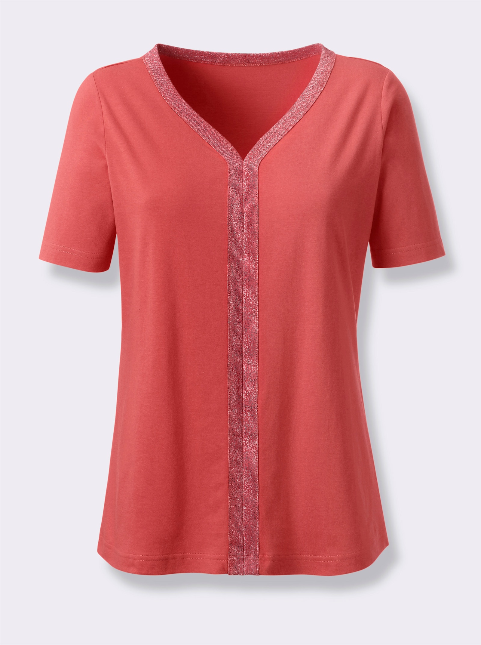 Shirt met korte mouwen en sierband - grapefruit