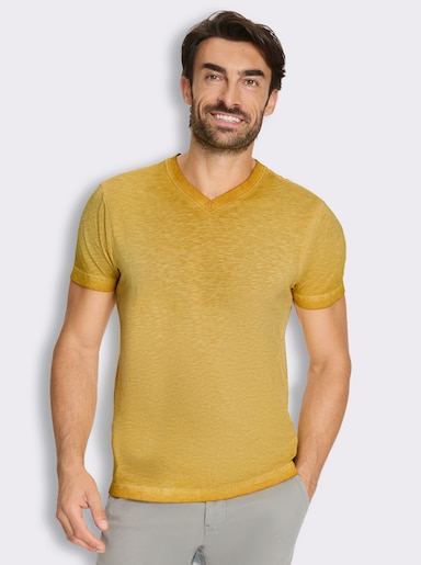 Kurzarmshirt aus reiner Baumwolle - ocker
