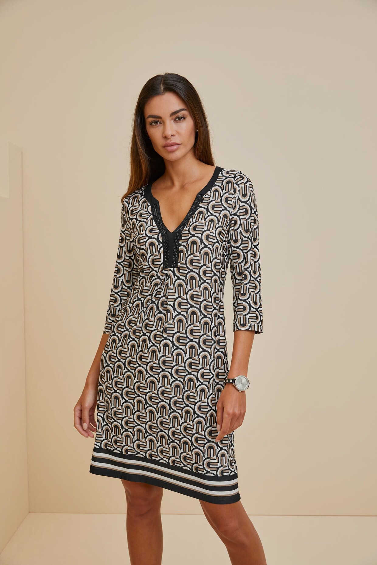 Rick Cardona Druck-Kleid - schwarz-sand