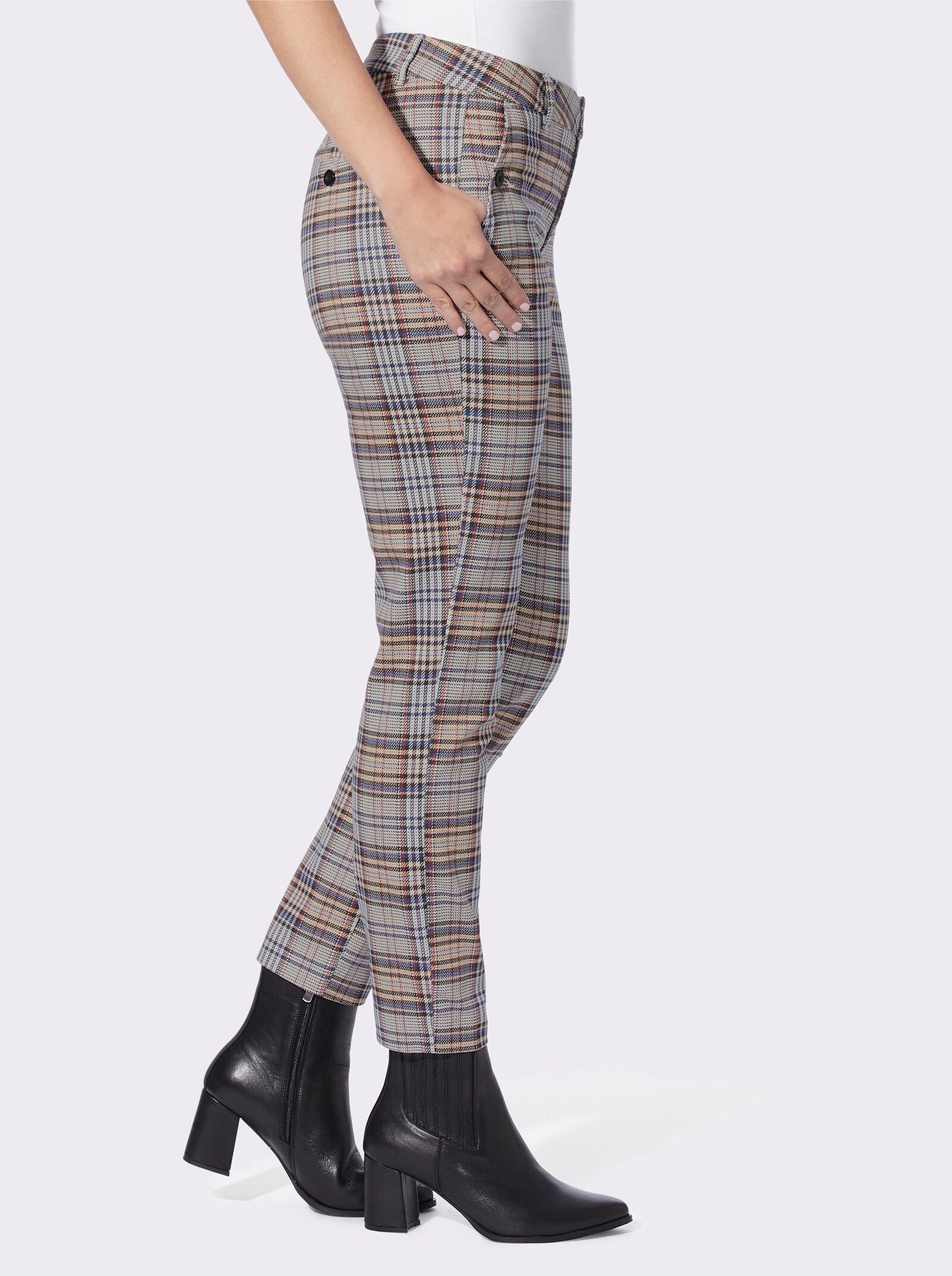 heine Geruite broek van geweven materiaal - zand/druif geruit