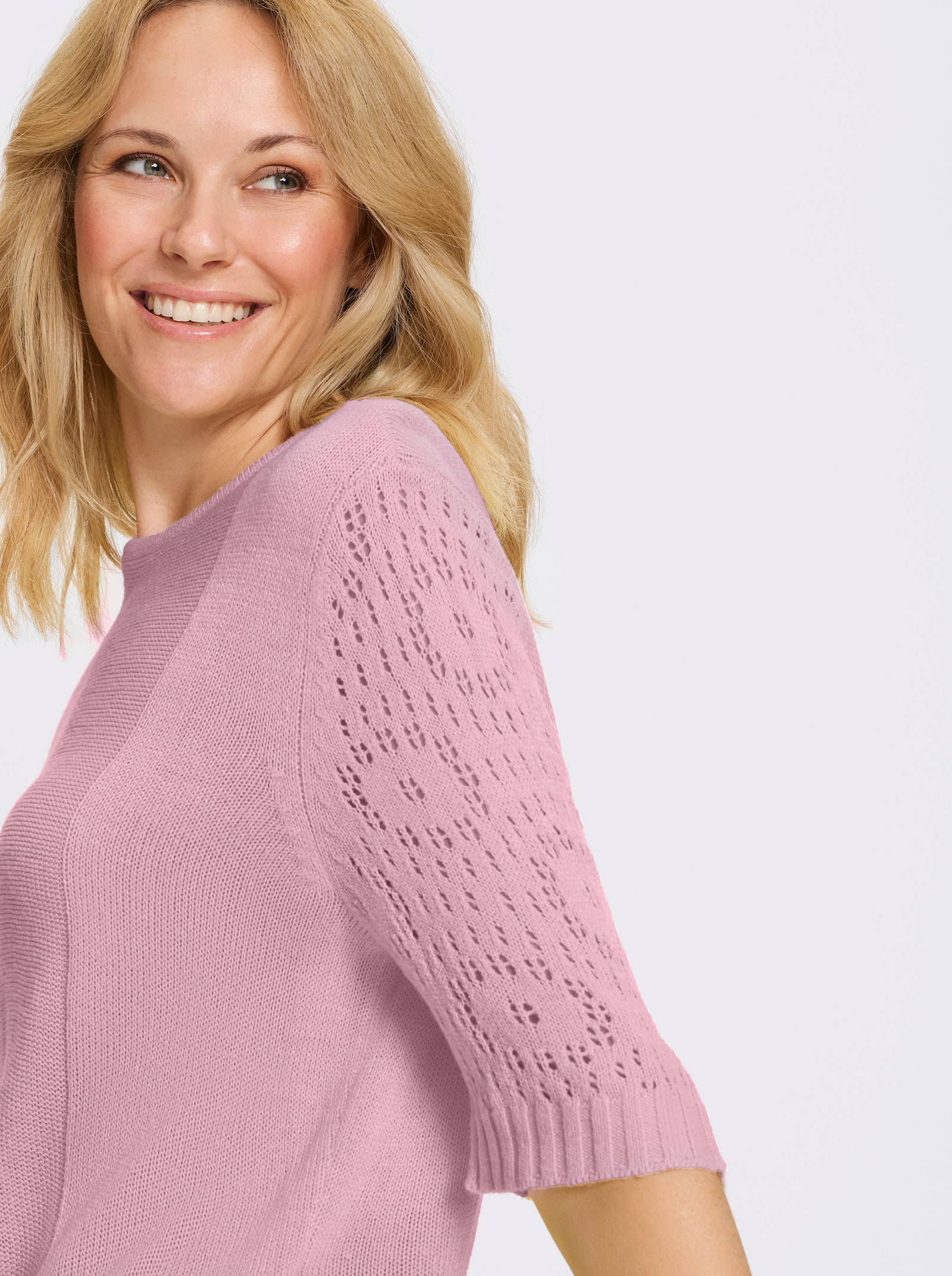Svetr s polodlouhými rukávy - růžová