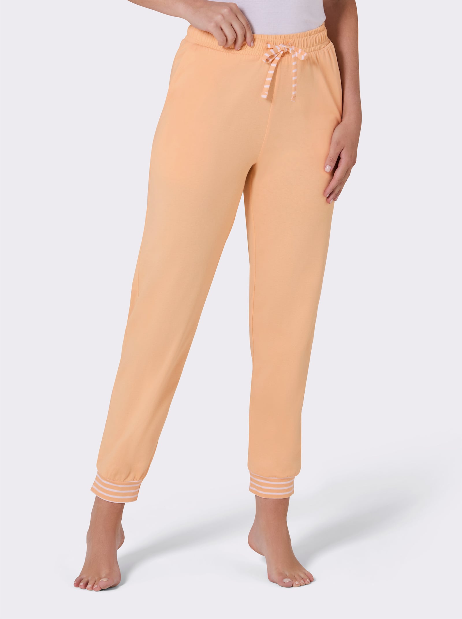 wäschepur Schlafanzughose mit Ringelbündchen - apricot