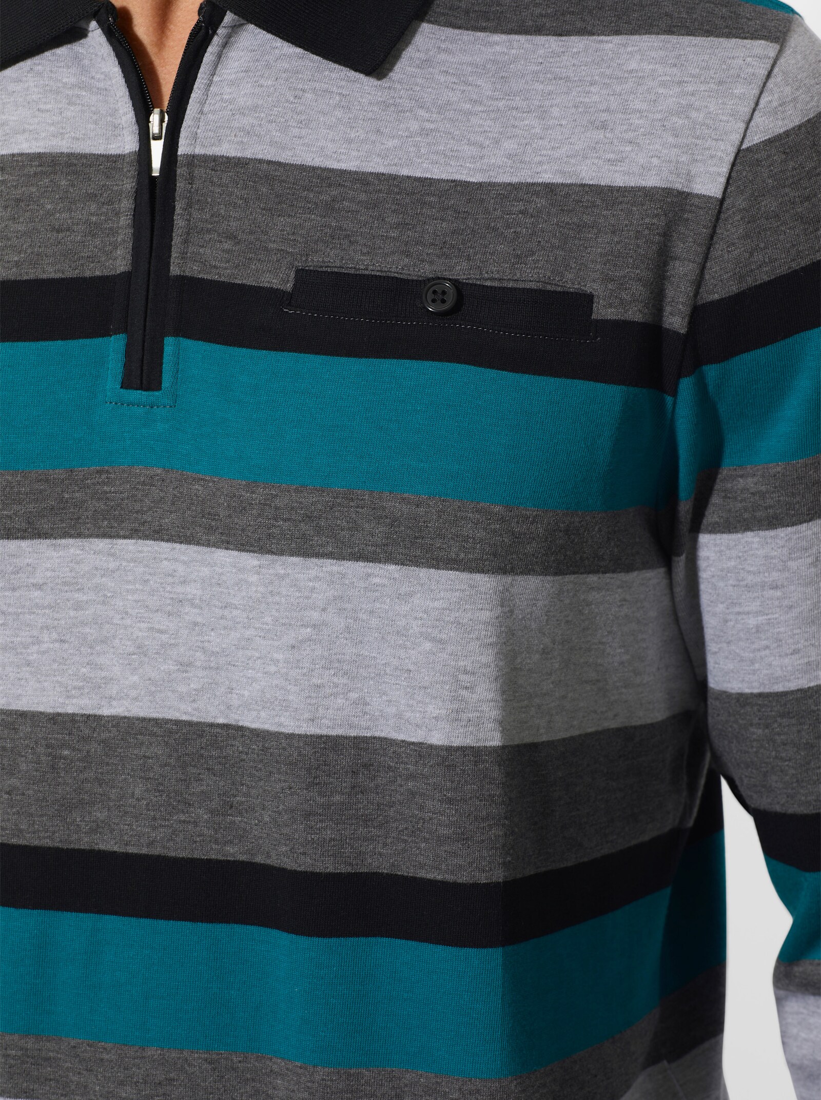 Sweatshirt in streepjesdessin - zwart/aquapetrol gestreept