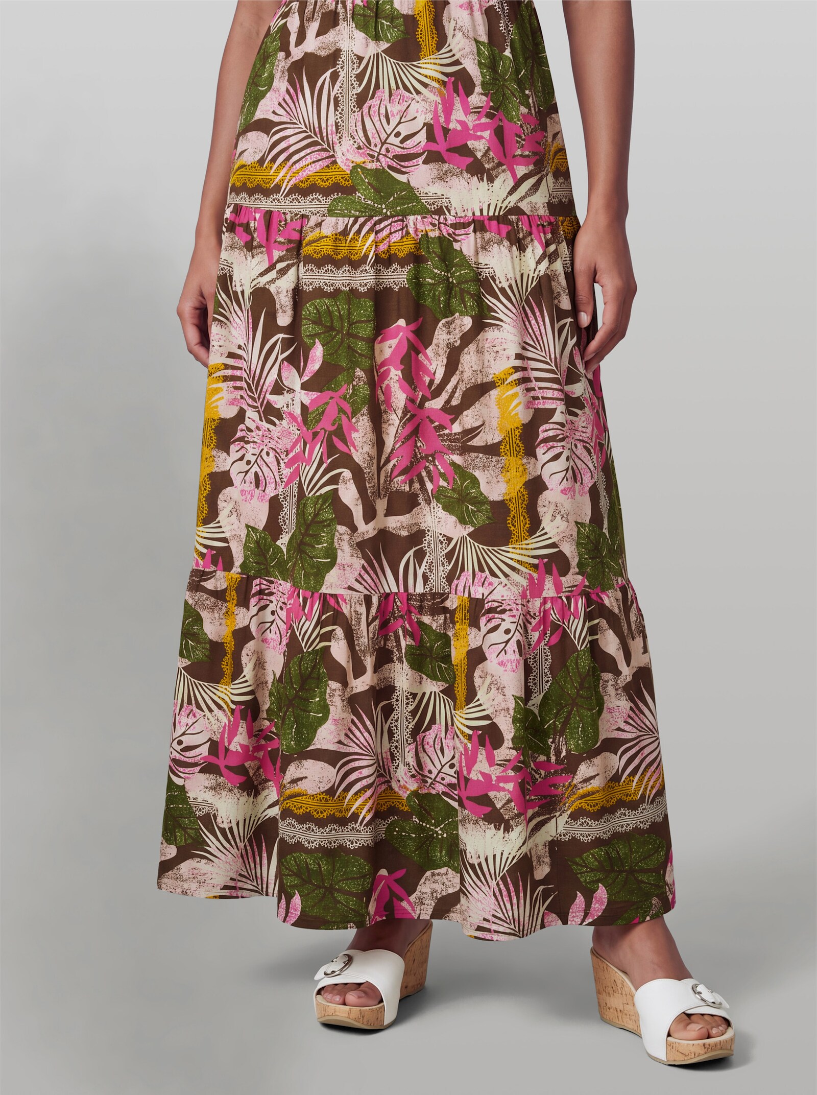 heine Jerseykleid ohne Ärmel - fuchsia-schoko-bedruckt