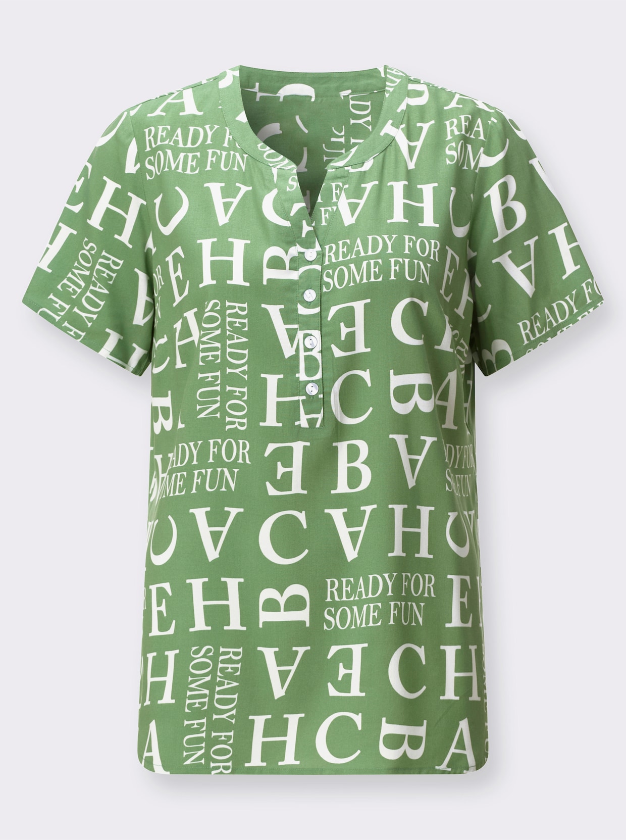 Druckbluse - eucalyptus-ecru-bedruckt