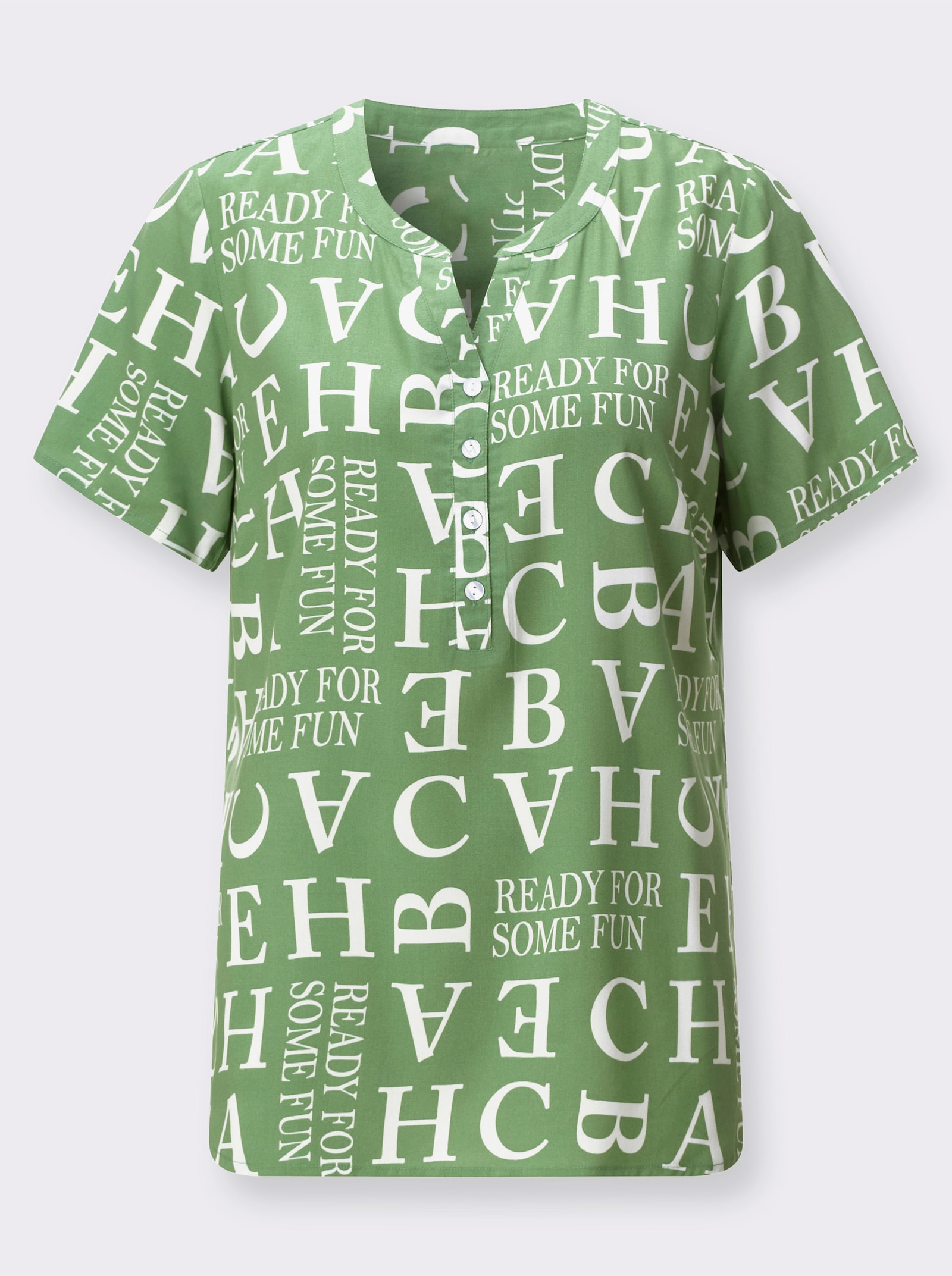 Druckbluse aus reiner Viskose - eucalyptus-ecru-bedruckt