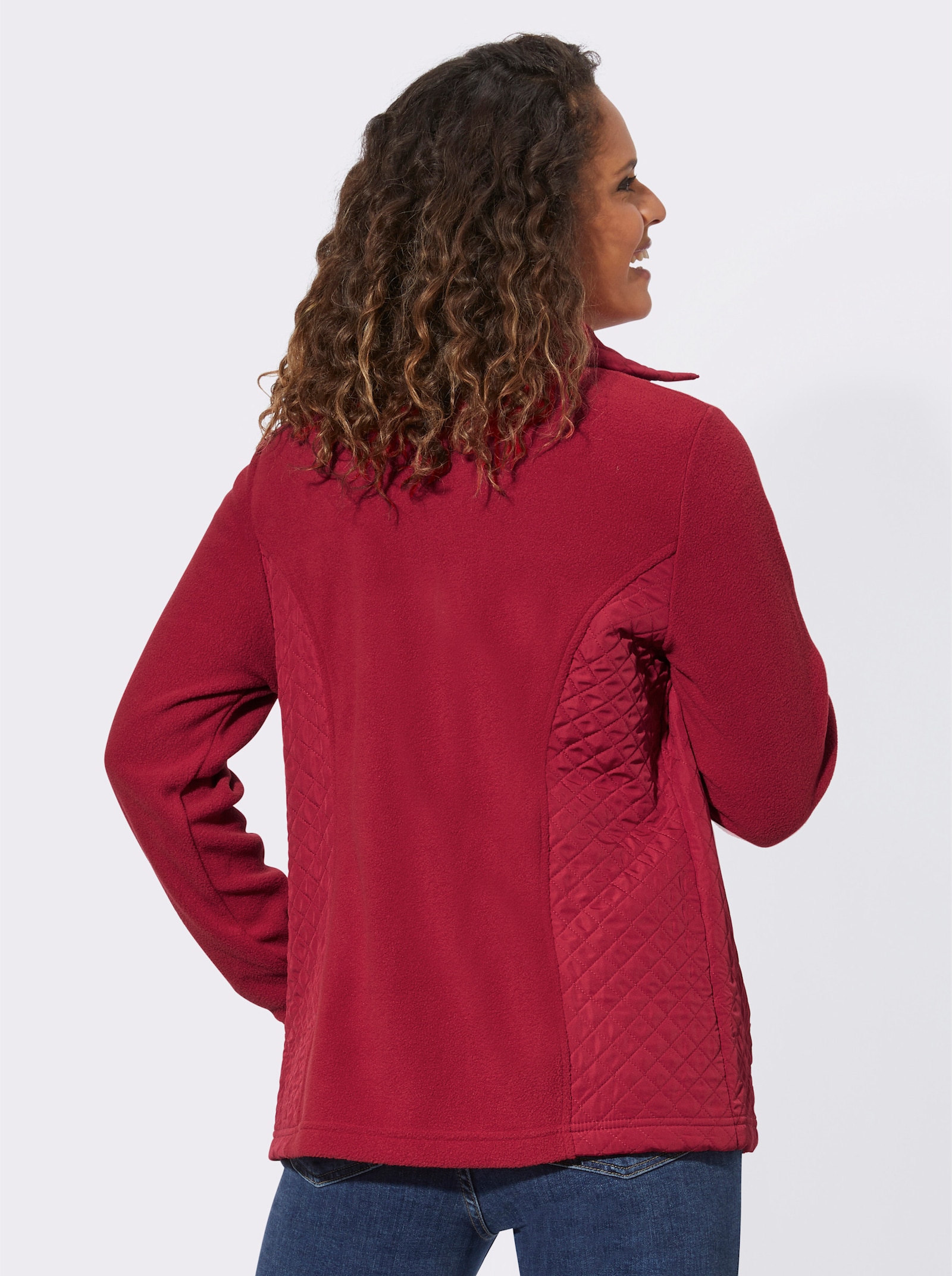 Fleecejacke mit gesteppten Web-Einsätzen - rot