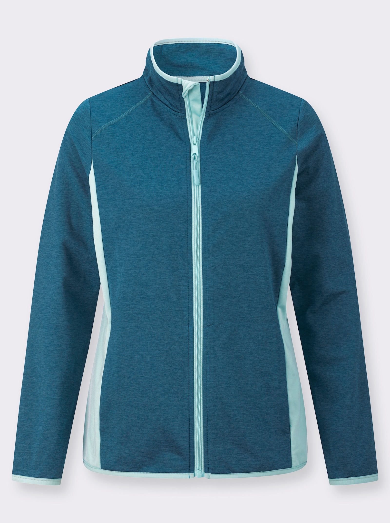 Sportjacke mit kontrastfarbenen Einsätzen - topas-meliert-mint