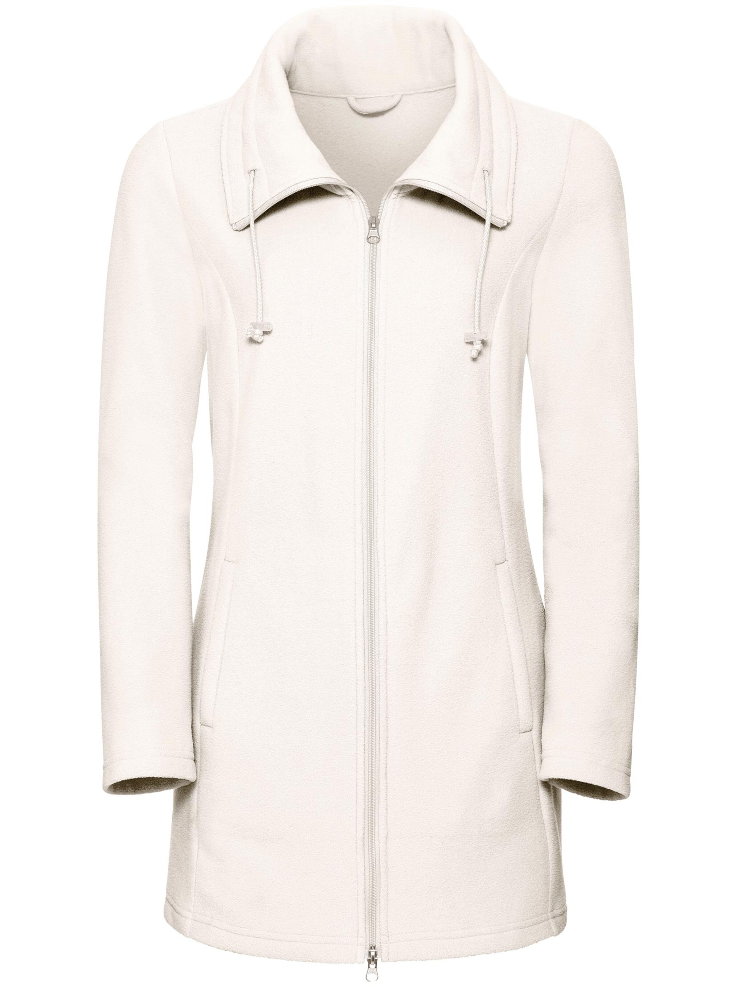 Long-Fleecejacke - wollweiß