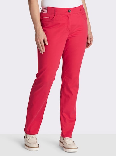 sheego 5-Pocket-Hose mit gestreiften Dehnbund-Einsätzen - erdbeere