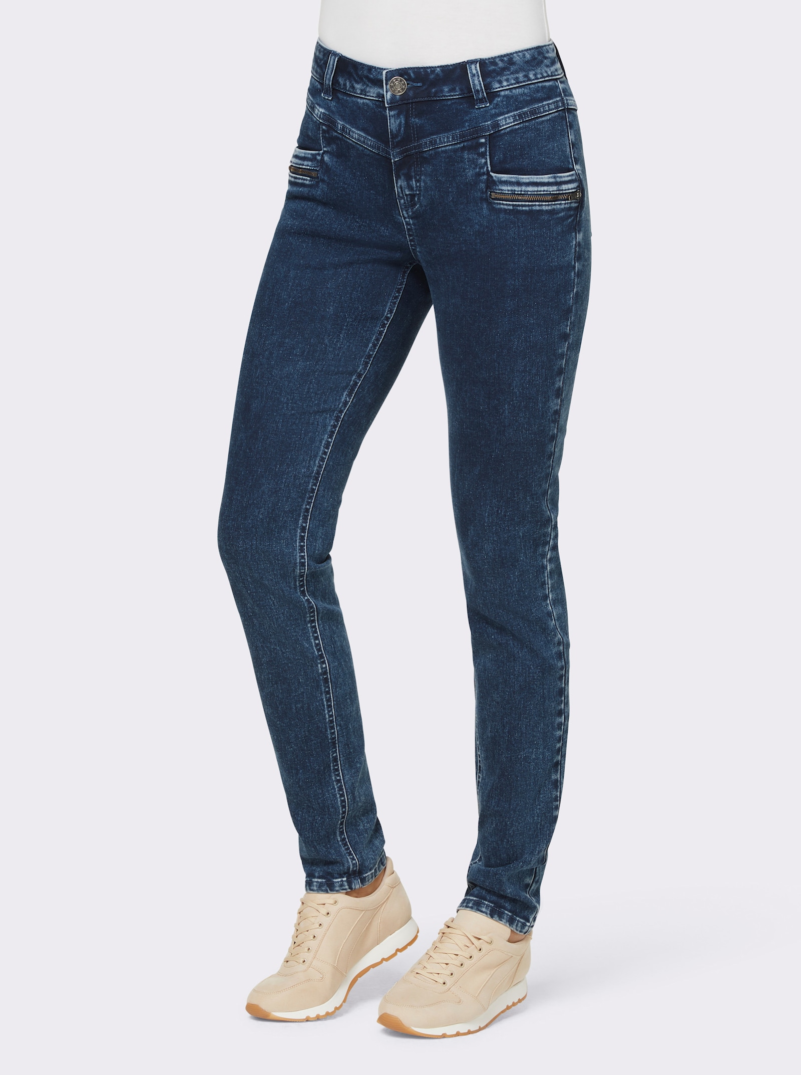 heine Röhrenjeans mit Zipperdetails - blue-stone-washed