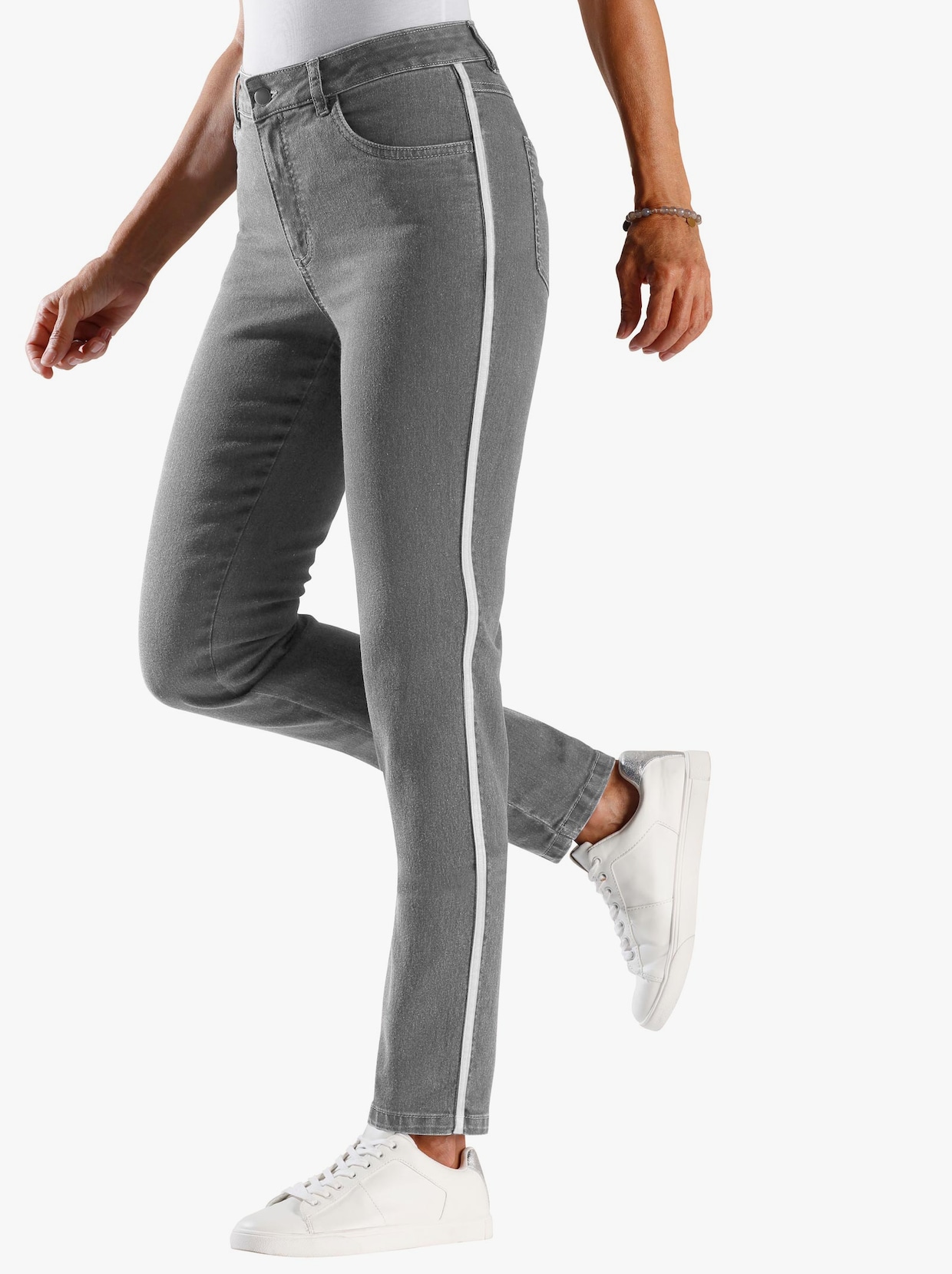 Džínsy s 5 vreckami - sivá džínsovina