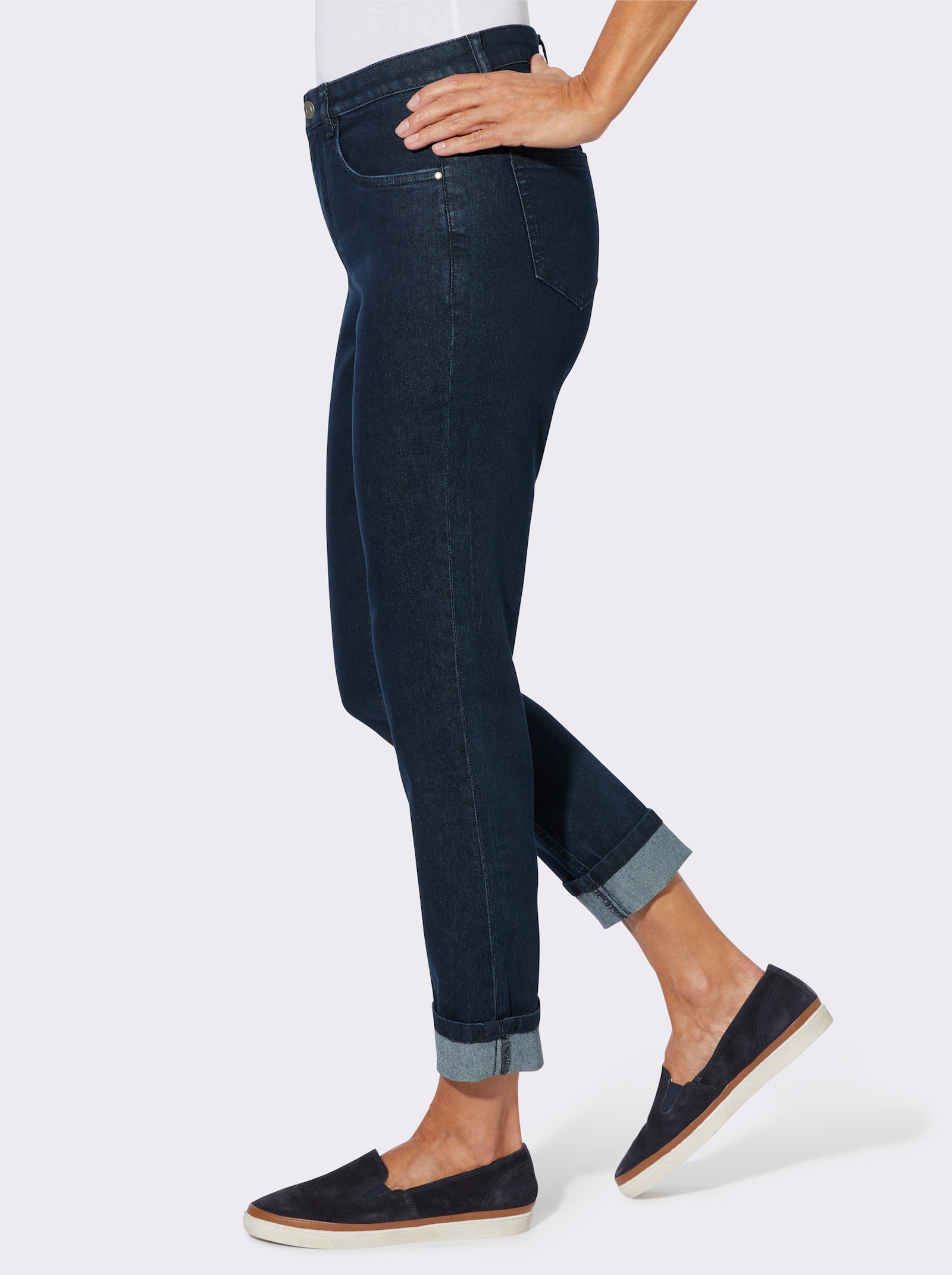 7/8-Jeans mit fixiertem Beinaufschlag - dark blue