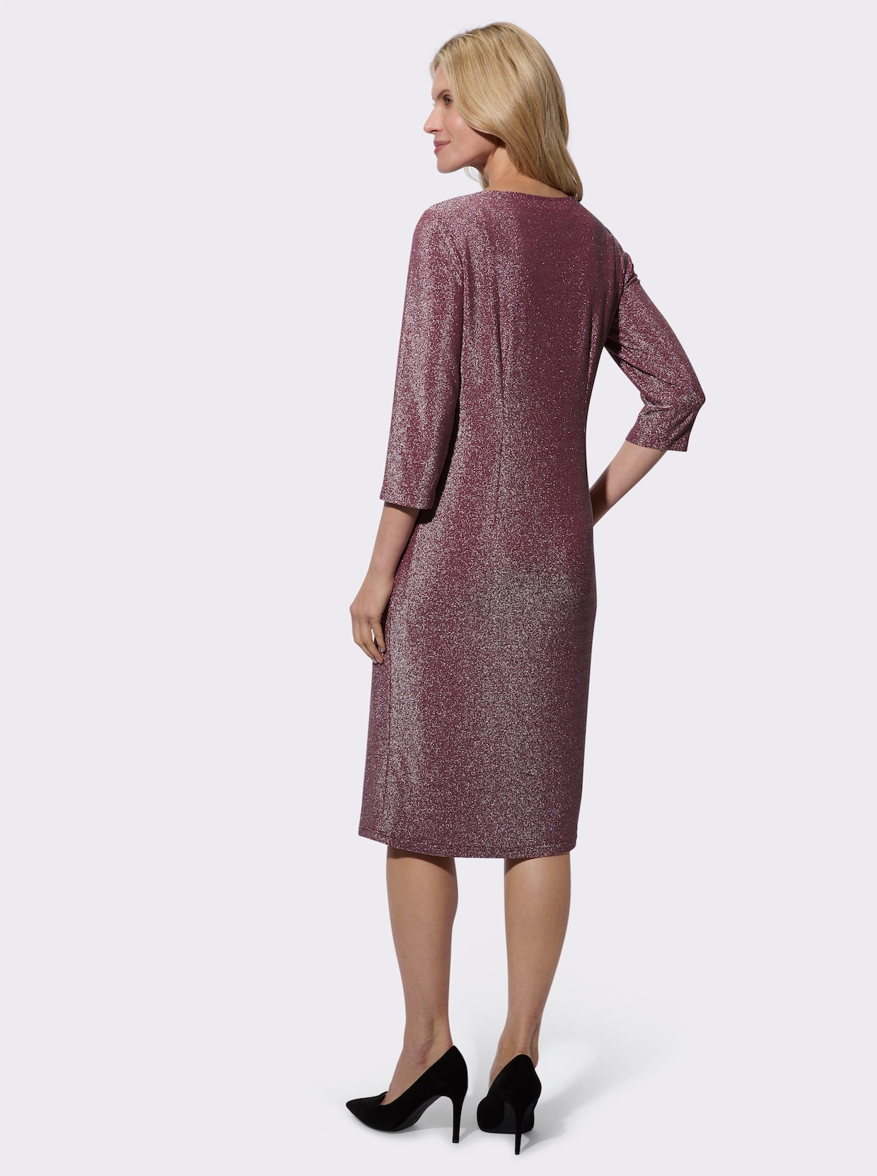 Jersey jurk - bordeaux/zilverkleurig