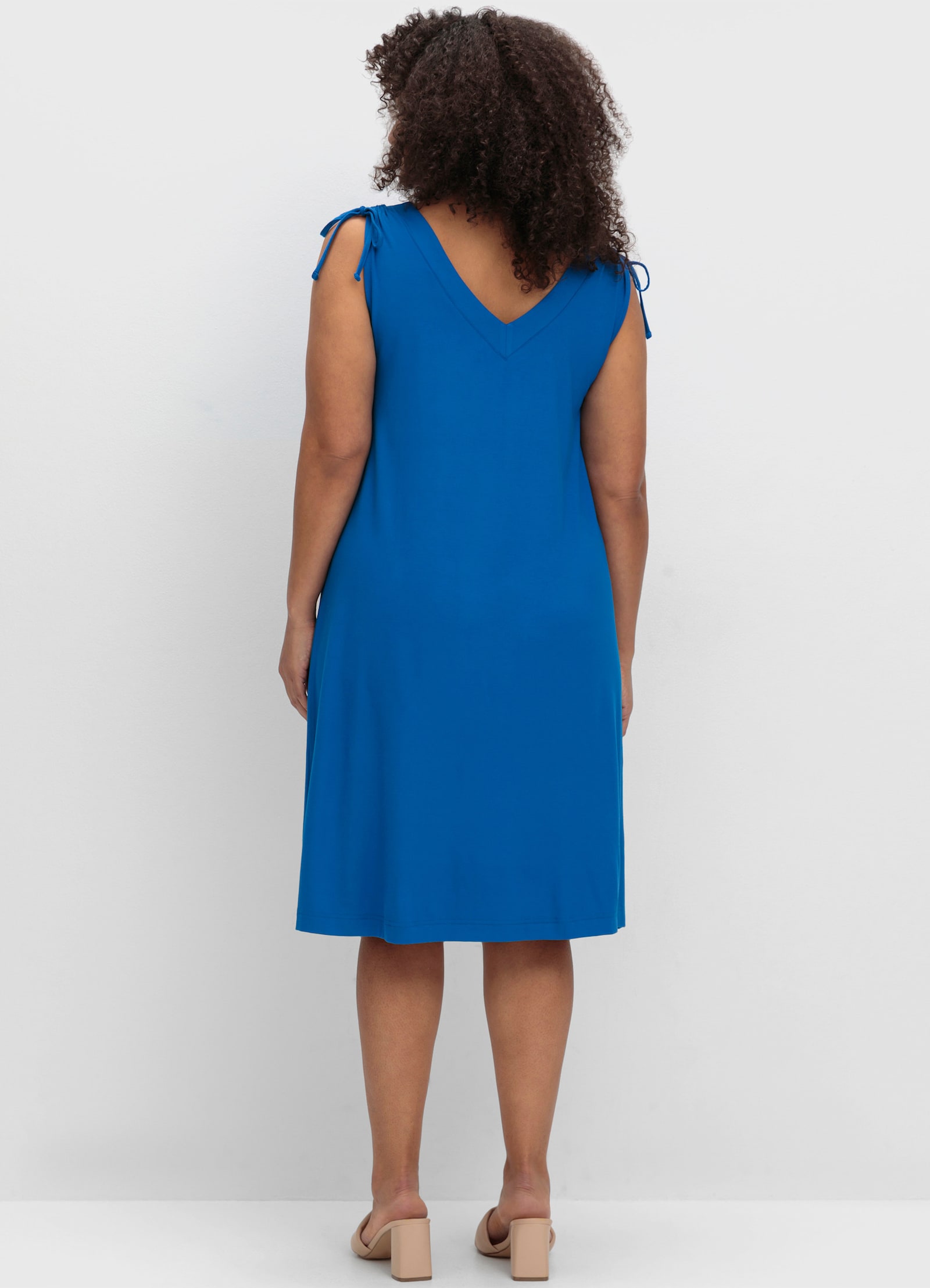 sheego Jerseykleid mit geraffter Schulter - kobaltblau