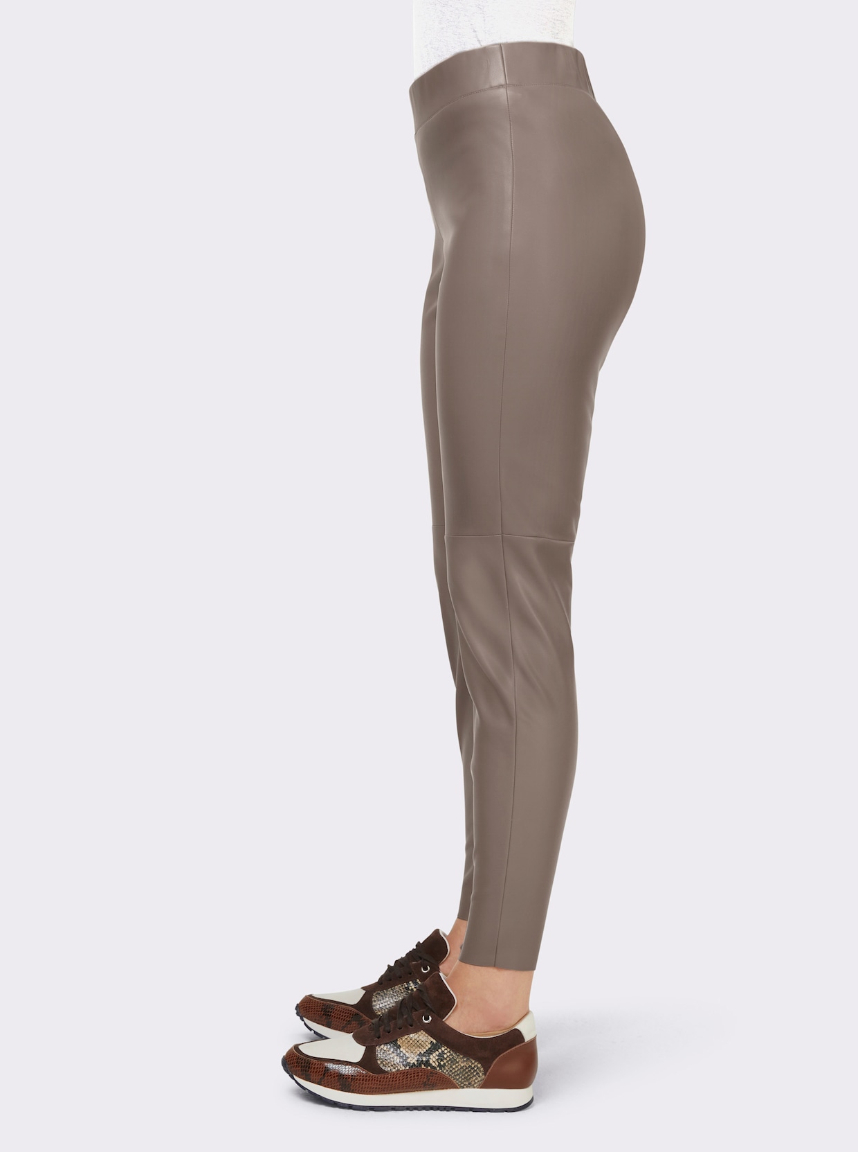 heine Broek van imitatieleer - taupe