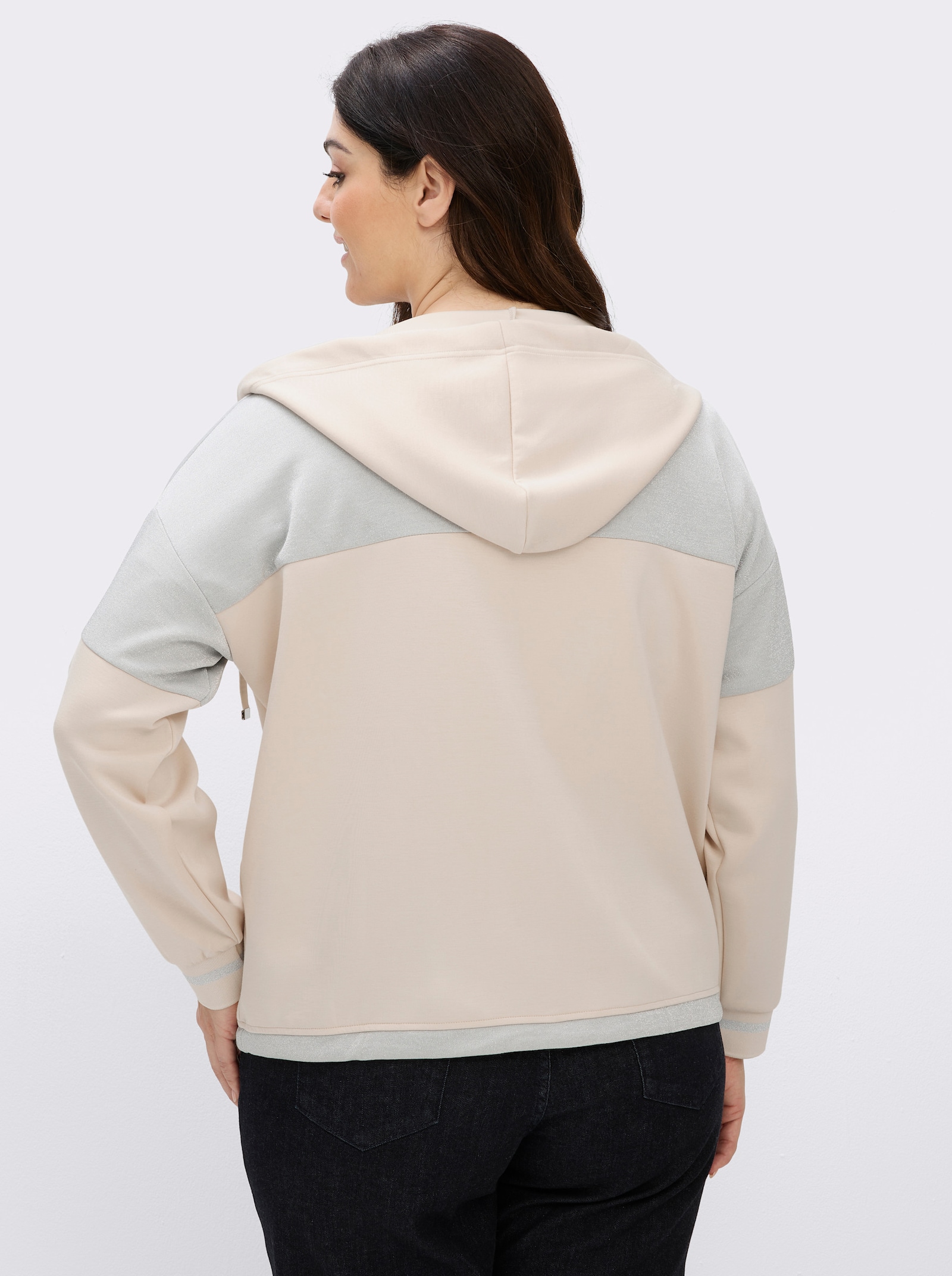 Sweatjacke im softweichen Modal-Mix - silberfarben-elfenbein