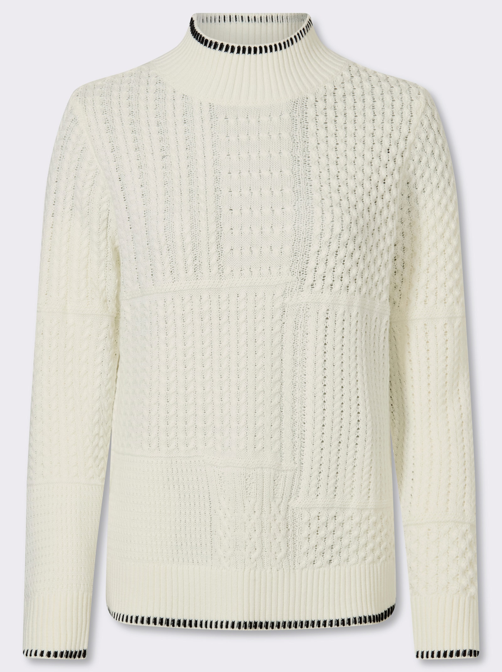 Stehkragenpullover - champagner-gemustert