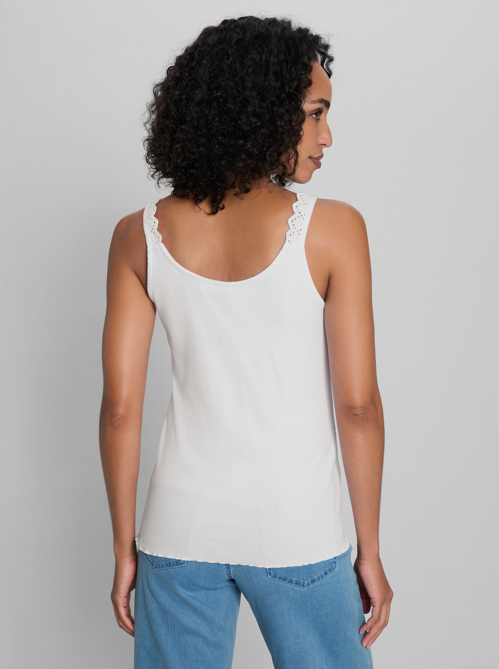 heine Shirttop mit Spitze - weiß