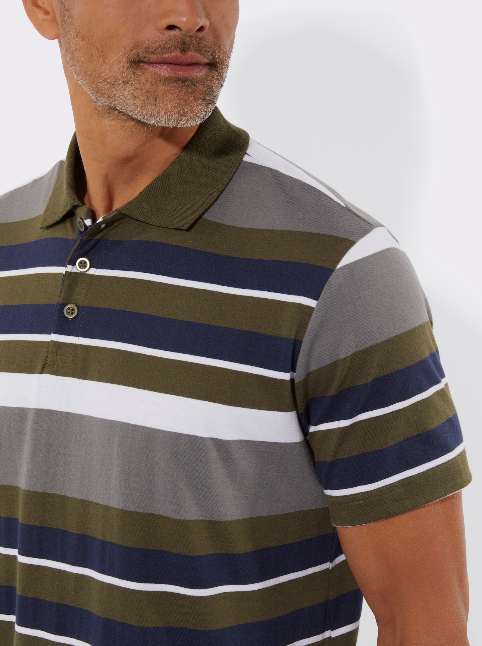 Polokošile s proužkovaným vzorem - olivová-bílá-proužek