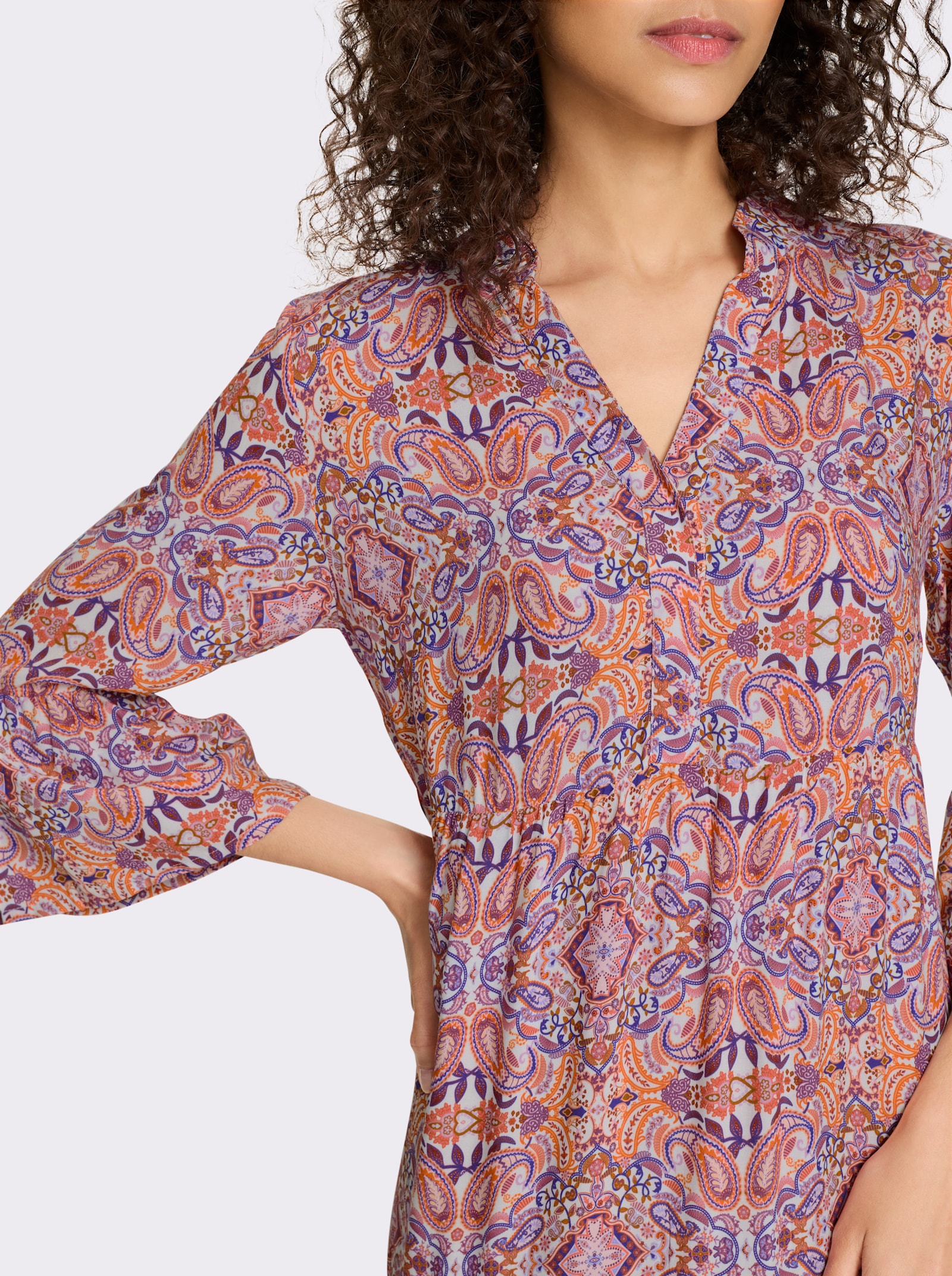 heine Stufenkleid mit Floral-Print - ecru-rosé-bedruckt