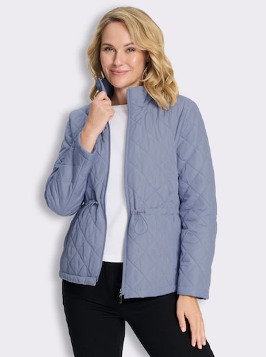 Steppjacke mit Tunnelzug in der Taille - taubenblau