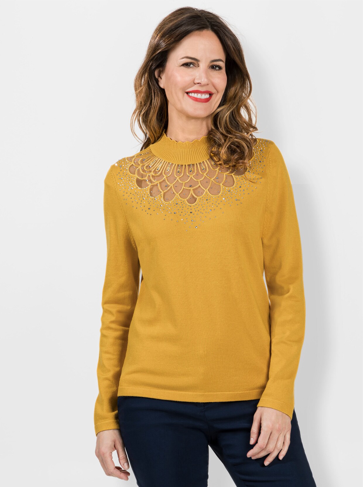 Langarm-Pullover - ocker