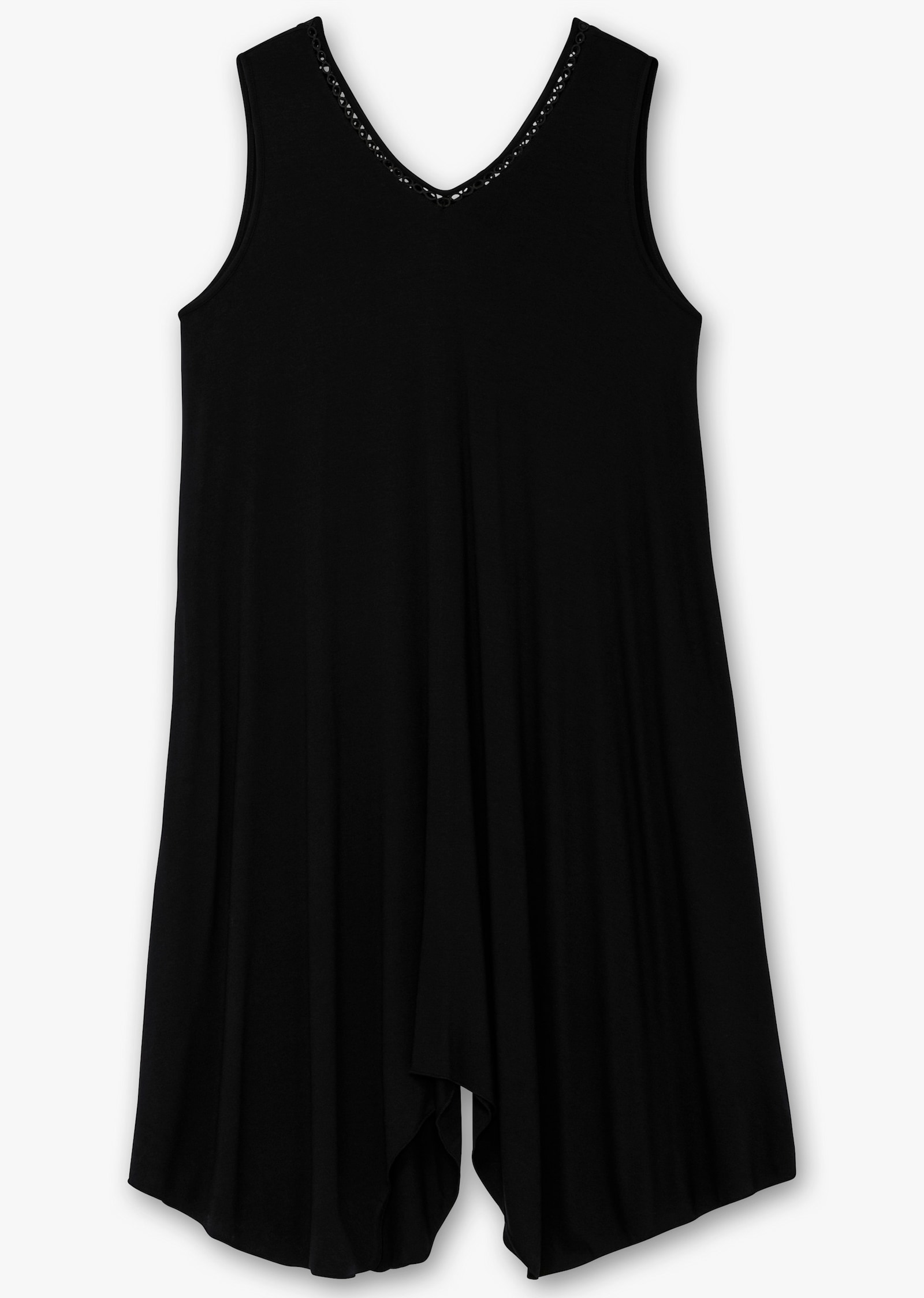 sheego Jerseykleid mit Zipfelsaum - schwarz