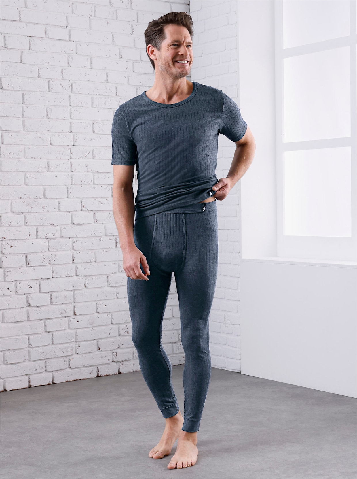 wäschepur men Herenlegging, lang - donkerblauw gemêleerd