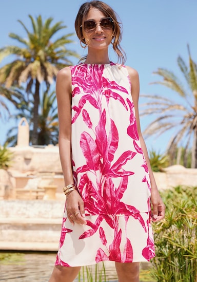 LASCANA Druckkleid - creme-pink bedruckt
