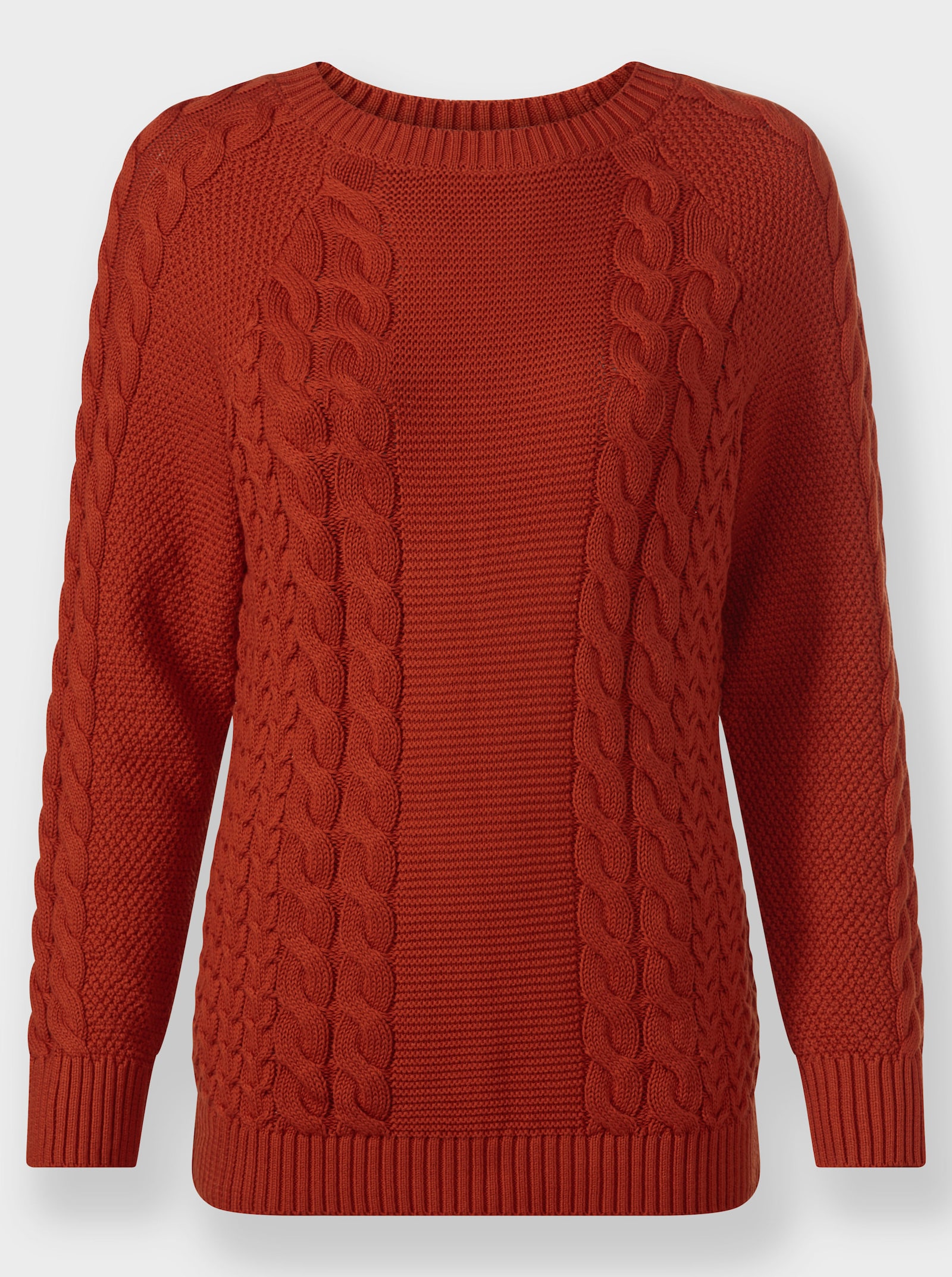 Strickpullover im Mustermix - rostrot