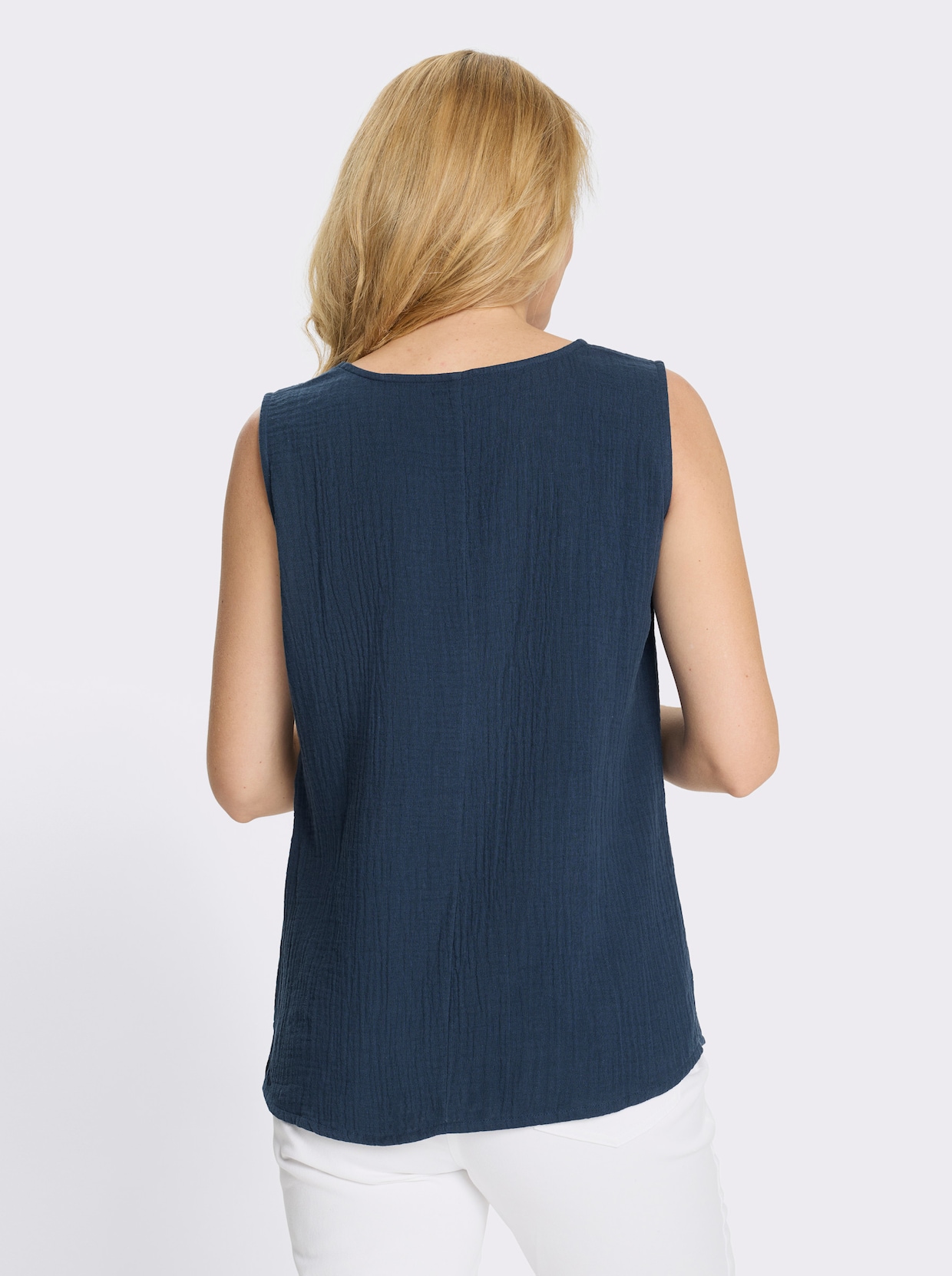 Blusentop in Musselin-Qualität - dunkelblau