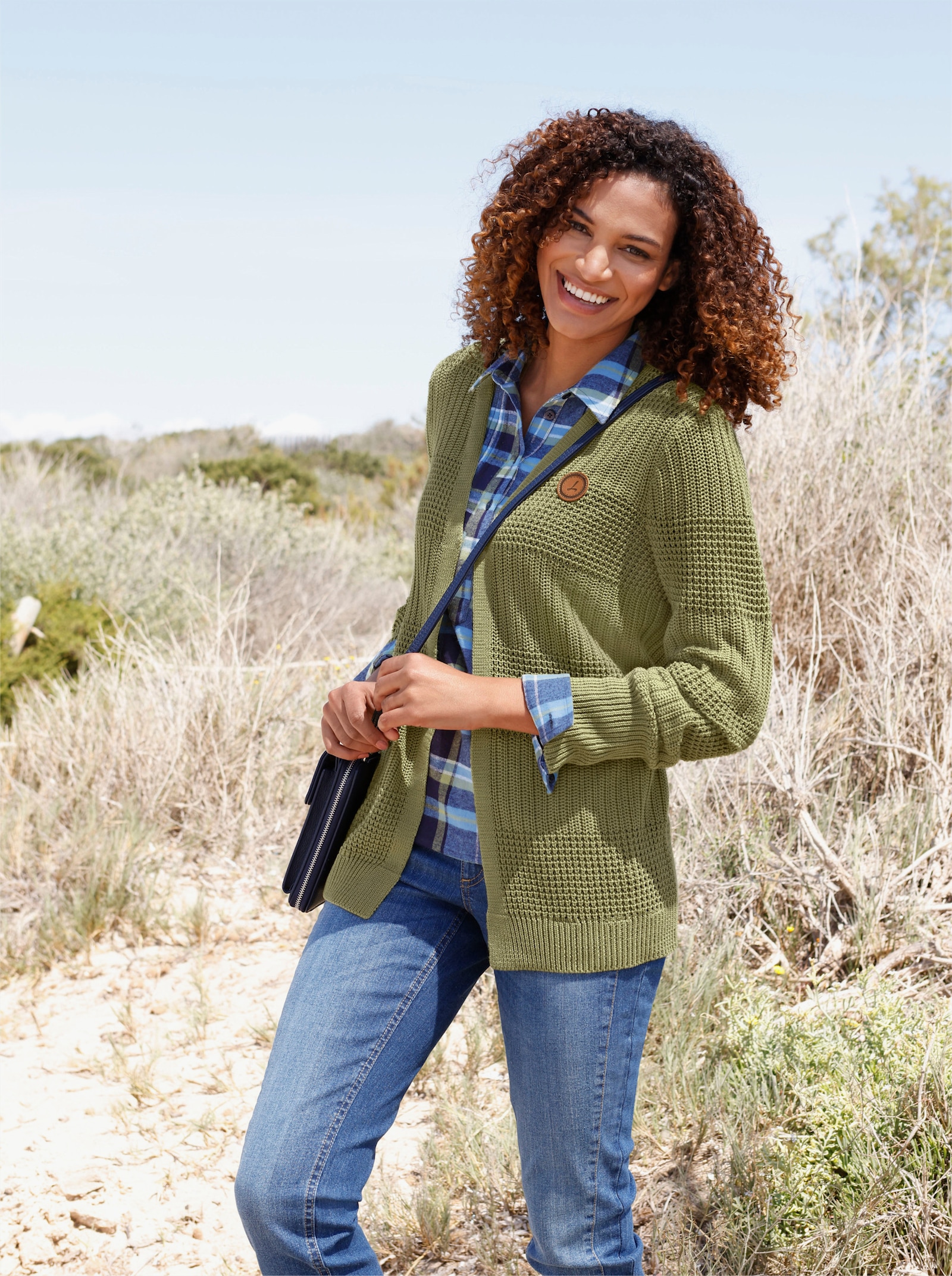 Vest met ribboorden - rietgroen