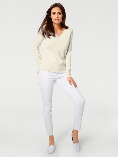 heine Pullover met V-hals - offwhite