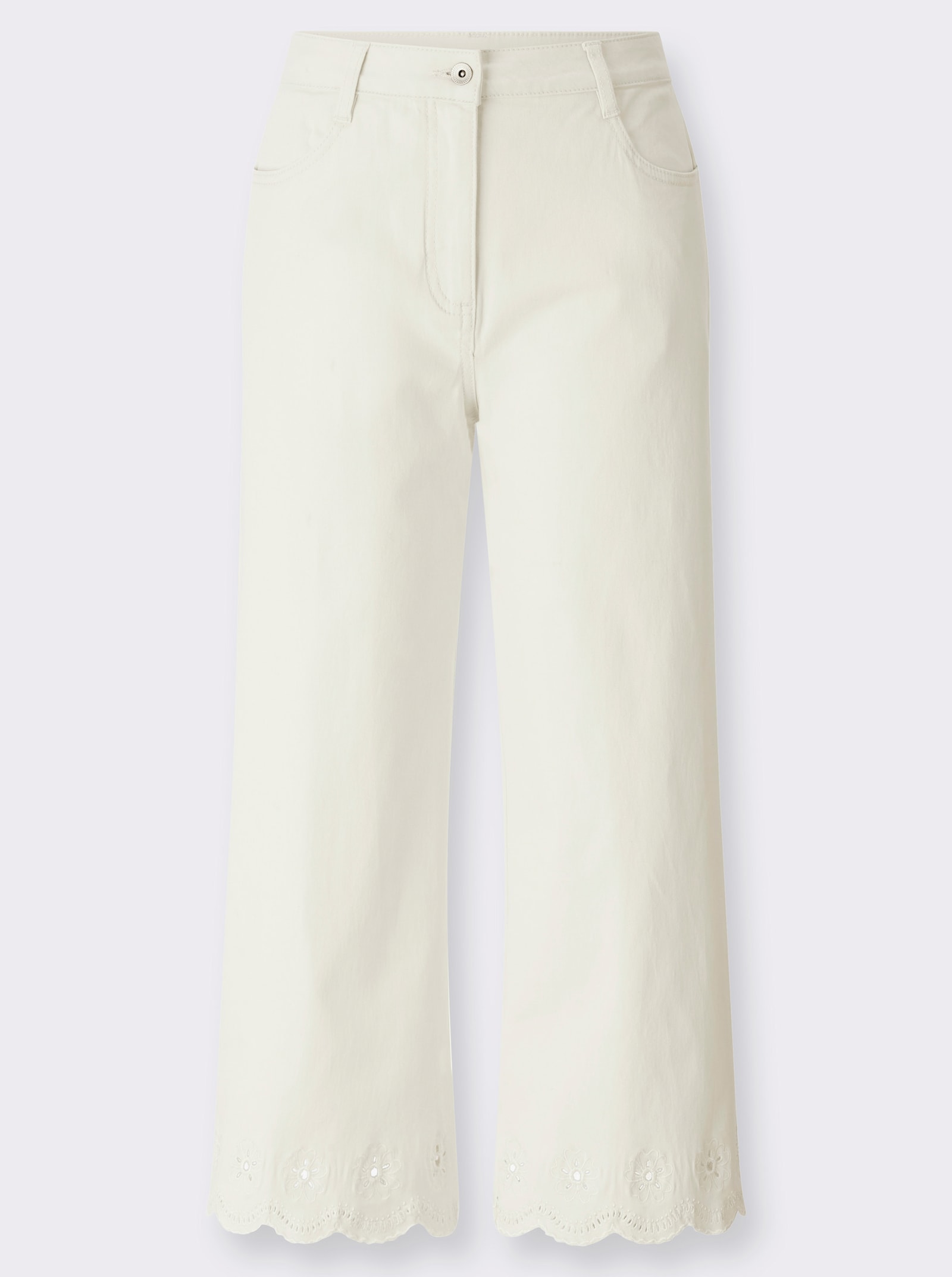 Jeans mit Taillenabnähern - ecru