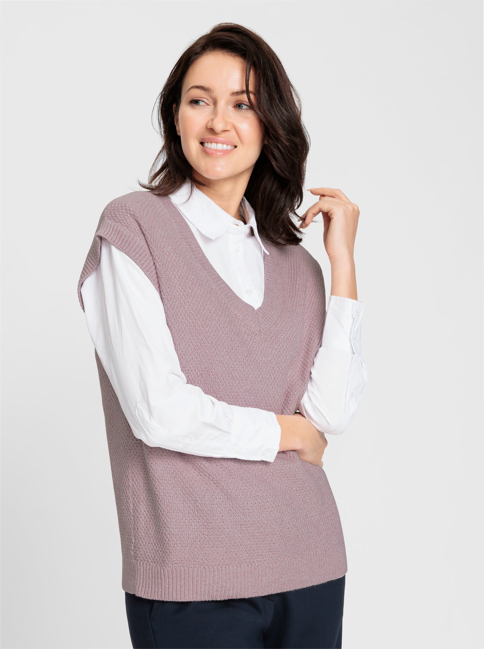 Pullunder in Perlstruktur - mauve-meliert