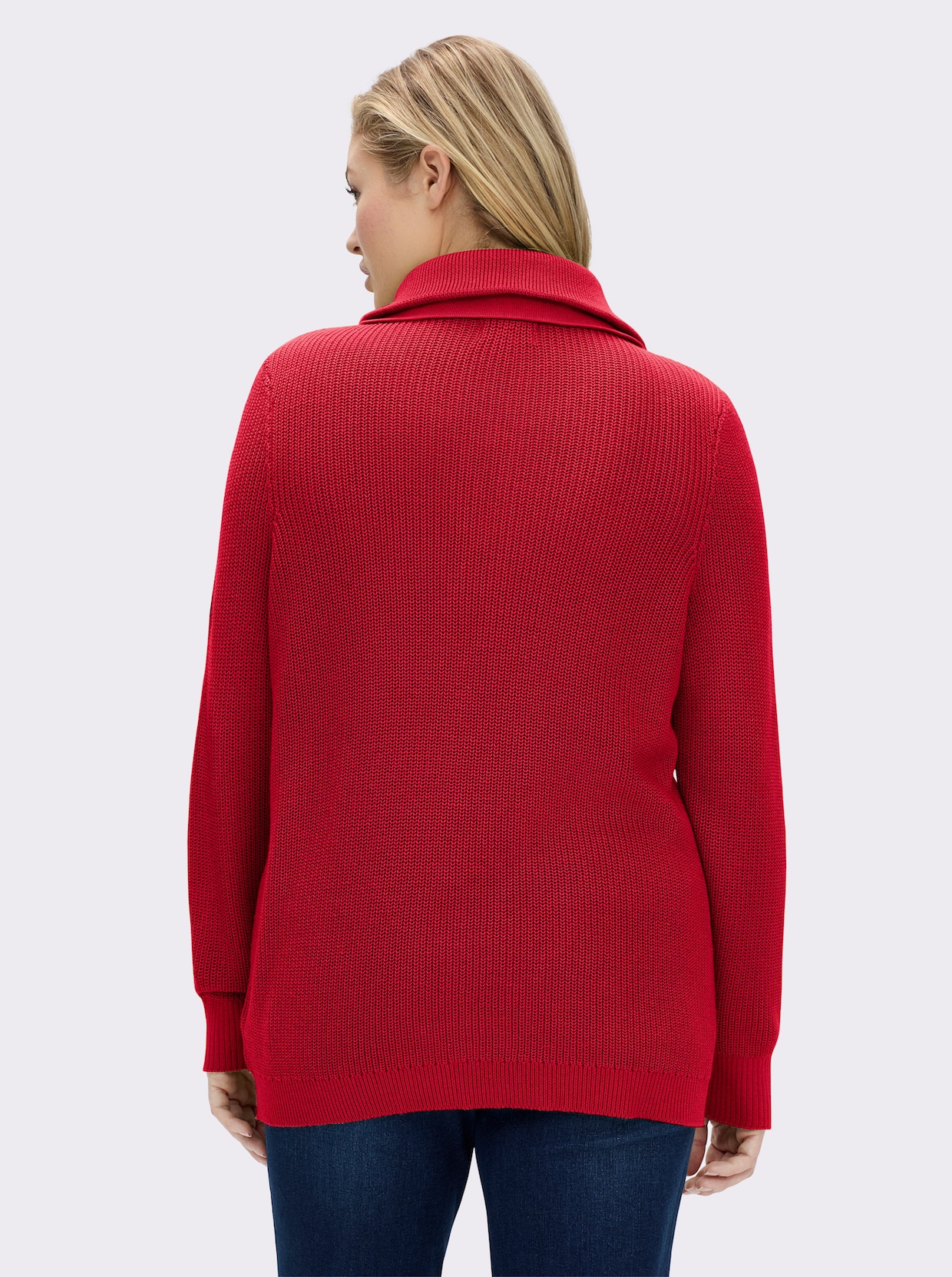 Strickpullover mit Troyerkragen - rot