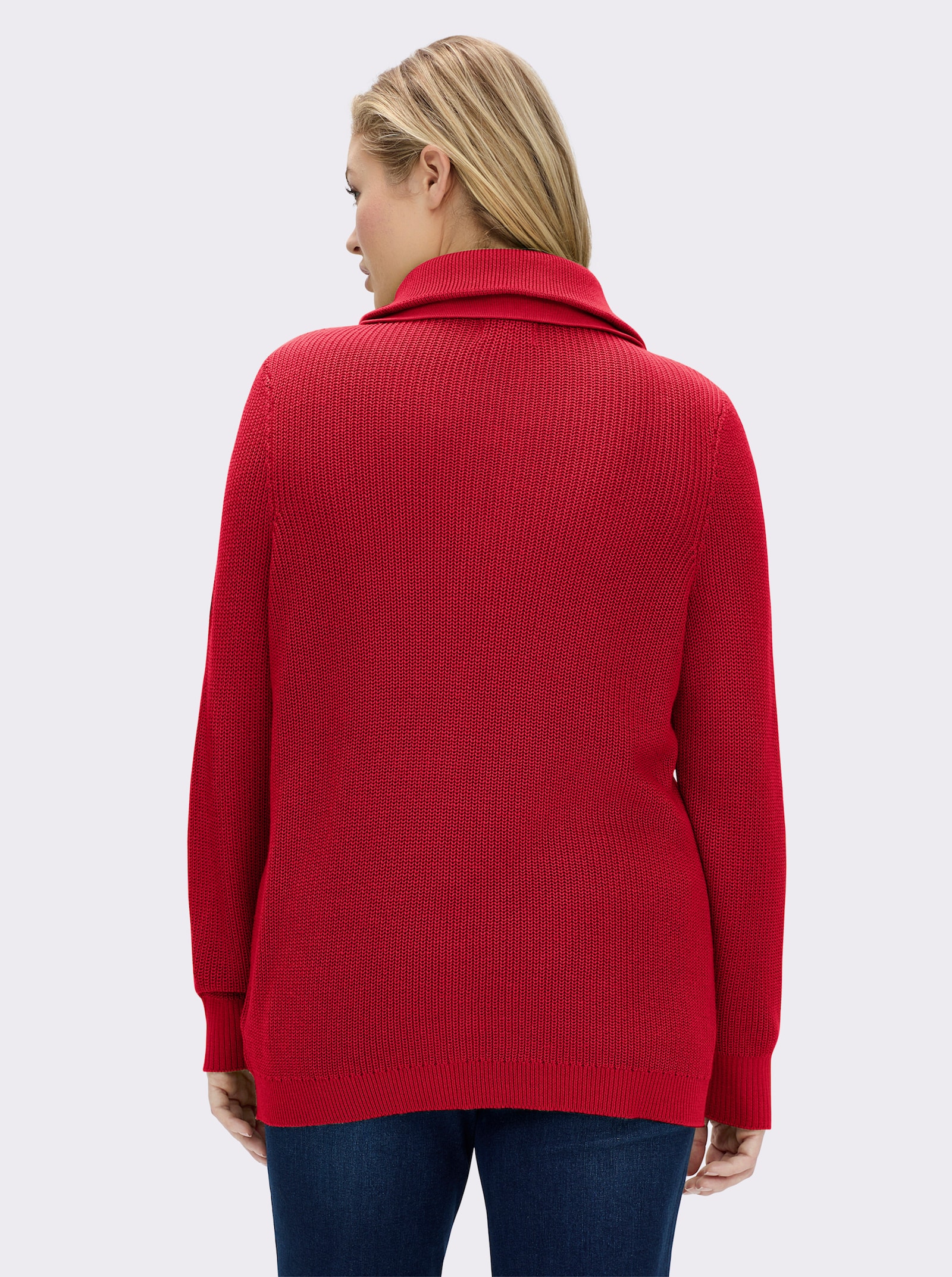 Strickpullover mit Troyerkragen - rot