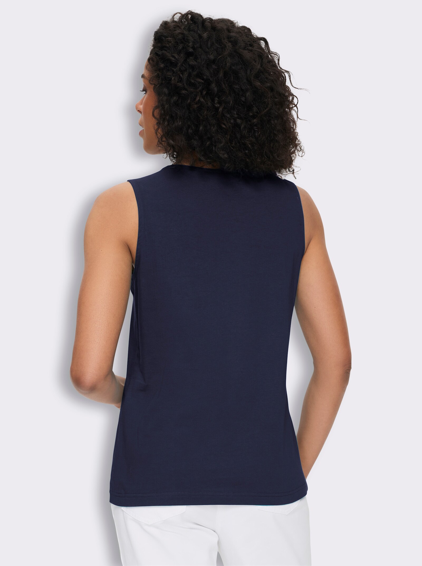 Shirttop met hartvormige hals - marine
