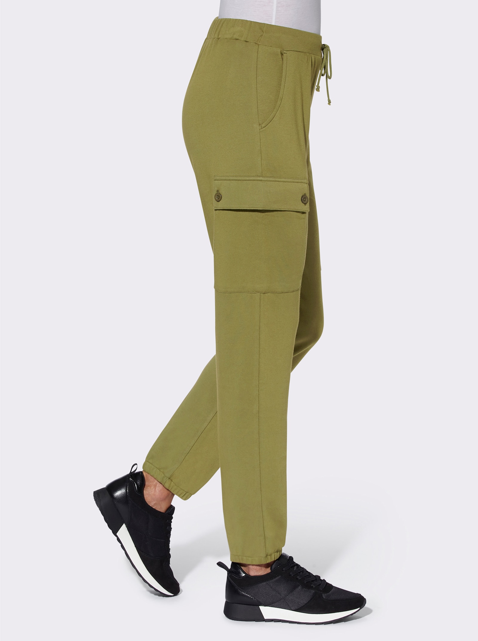Sweathose mit seitlichen Pattentaschen - oliv